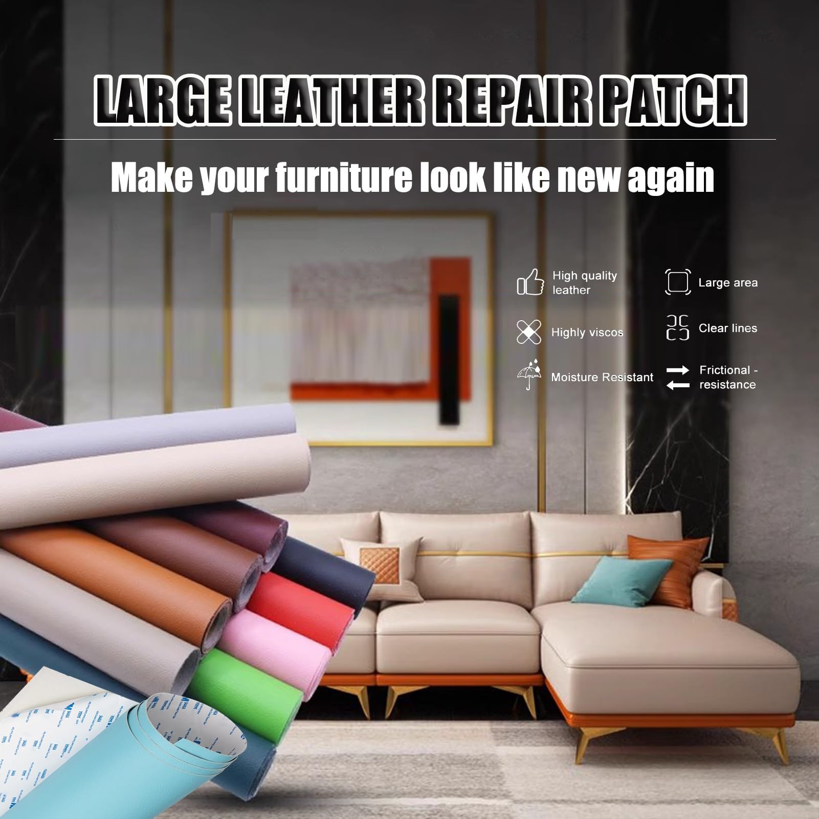 Leather Repair Patch Szybka Naprawa Mebli Wodoodporne, Samoprzylepne Łatki Ze Skóry PU, Imitacja Liczi Na Sofę, Krzesło, Fotel Samochodowy(70x300cm/27.56x118.11inch)
