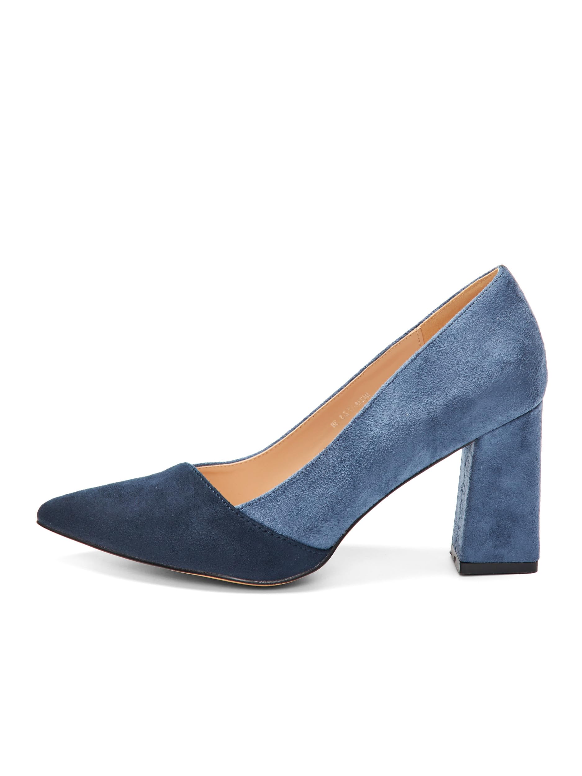 Scarpe con Tacco, Decollete con Tacco a Blocco, Blu/Navy, 8.5 cm, Сamoscio Sintetico, High Heels, 7041 (Navy MF, 35 EU)