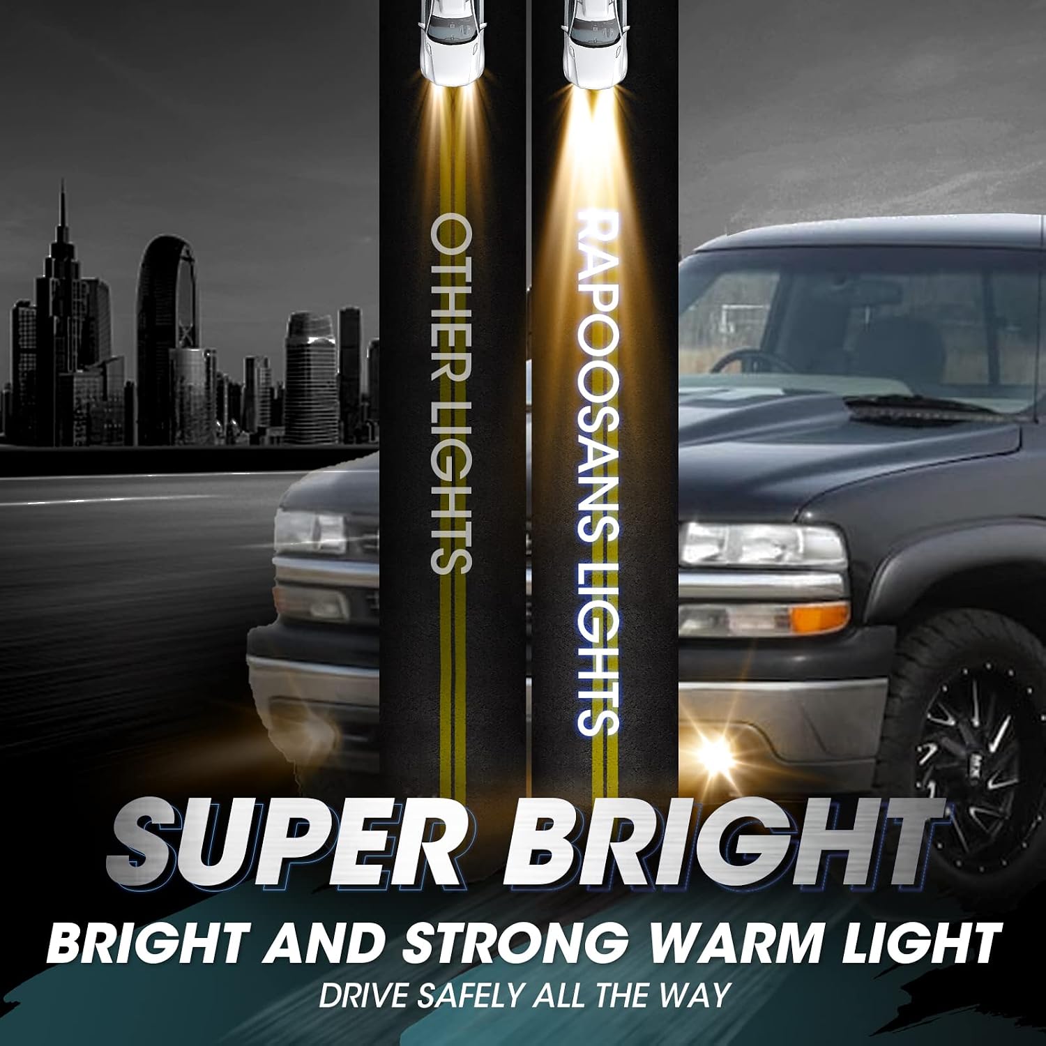 Driving Fog Lights Assembly for 1999-2002 Chevy Silverado 1500 2500, 2001-2002 Chevy Silverado 3500, 2000-2006 Chevy Suburban/Tahoe Fog Light Replacement with 880 12V 27W Bulbs-Clear Lens