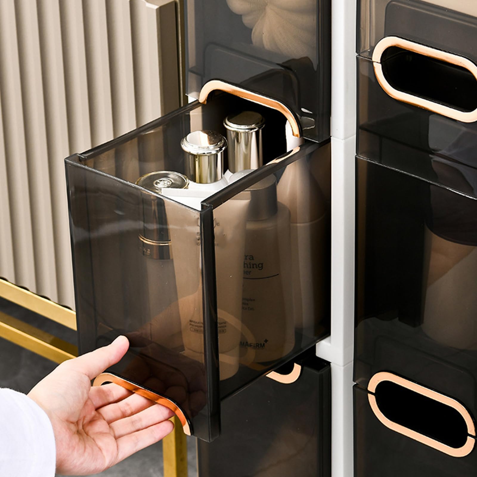 Schmaler Badezimmerschrank 4 Ebenen, schmales Aufbewahrungsregal