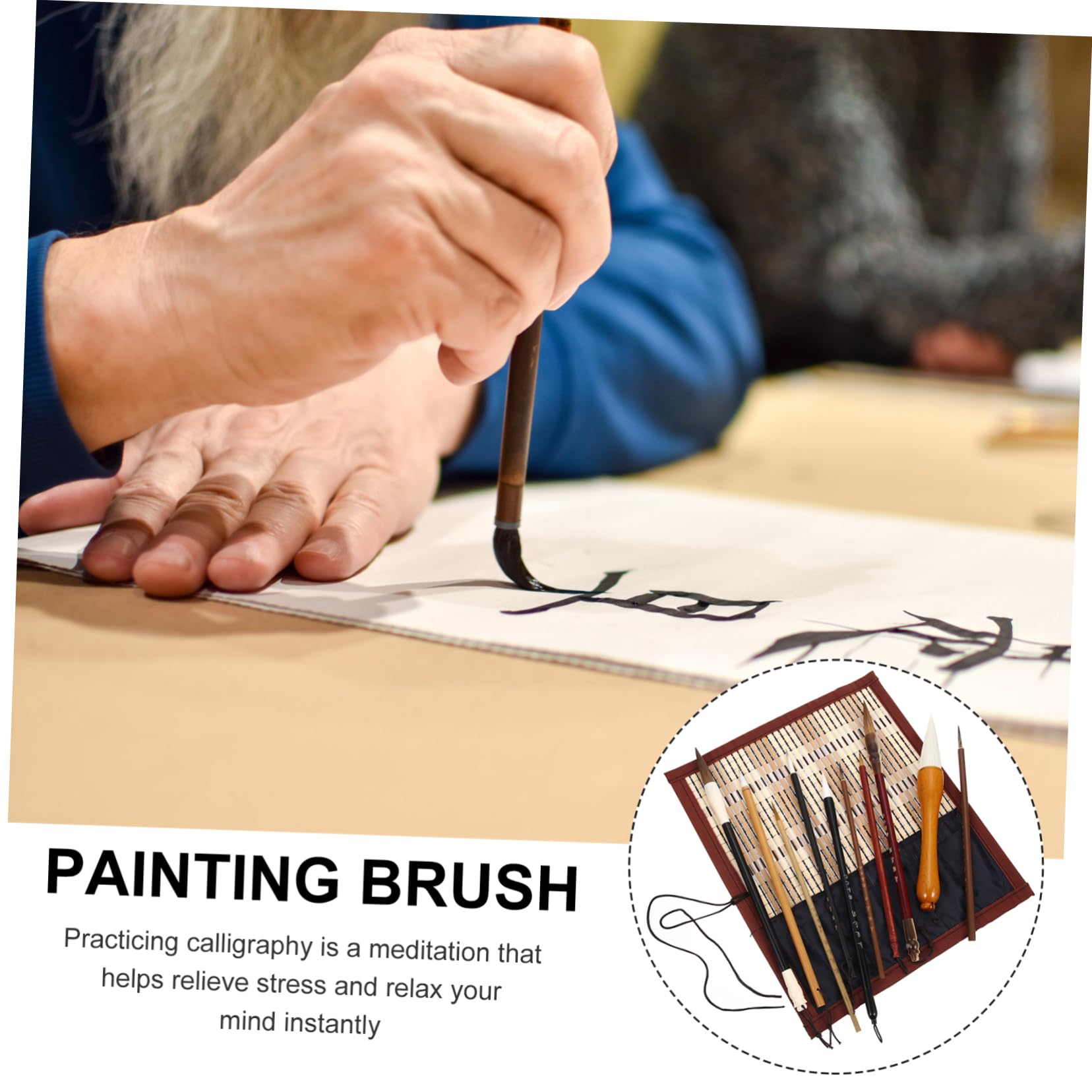 ERINGOGO 1 Set Portable Calligraphy Brush with Organizer Ink Painting Brush Pens for Traditional Painting Present for Students Teachers and Art Enthusiasts