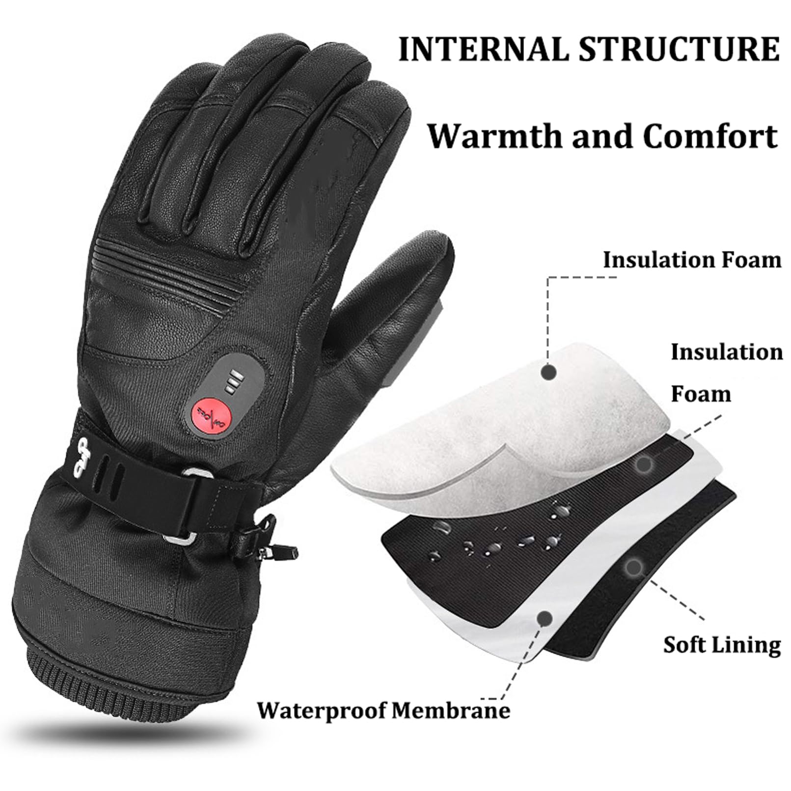 Guanti riscaldanti Invernali per Uomo Donna Moto Guanti riscaldati, Batteria Ricaricabile 2200MAH Guanti da Sci Impermeabile, per Lo Skateboard Caccia Neve Escursionismo Campeggio