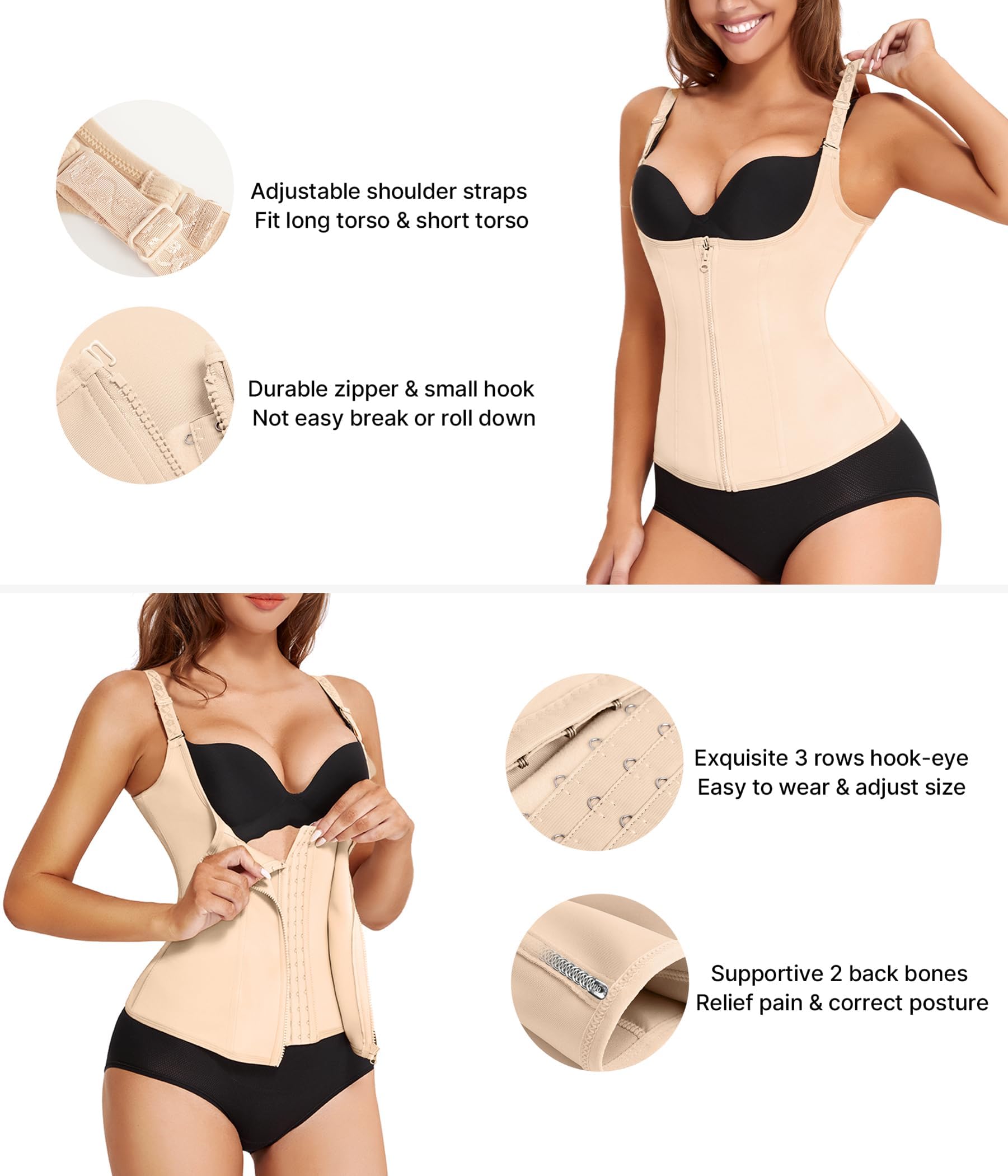 Junlan Femme Gaine Amincissante Ventre Plat – Corset Minceur Waist Trainer en Latex, Ceinture Serre Taille Invisible pour Sport, Fitness & Post-Partum, Body Sculptant Gainant