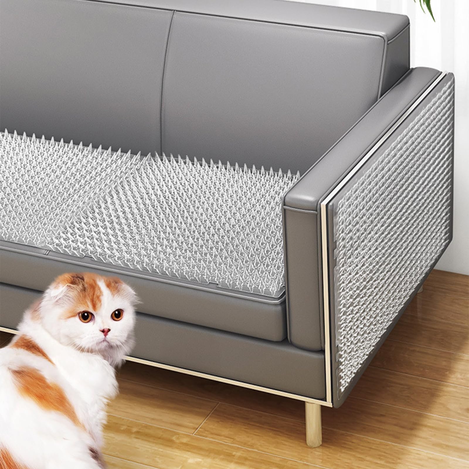 Alfombrilla Anti Gatos, Rejilla Antigatos 10 Unidades | Pinchos Disuasorios para Jardín y Balcón | Protección Duradera Interior/Exterior | PP Reciclado, Antideslizante 42 * 34cm (12, Transparente)