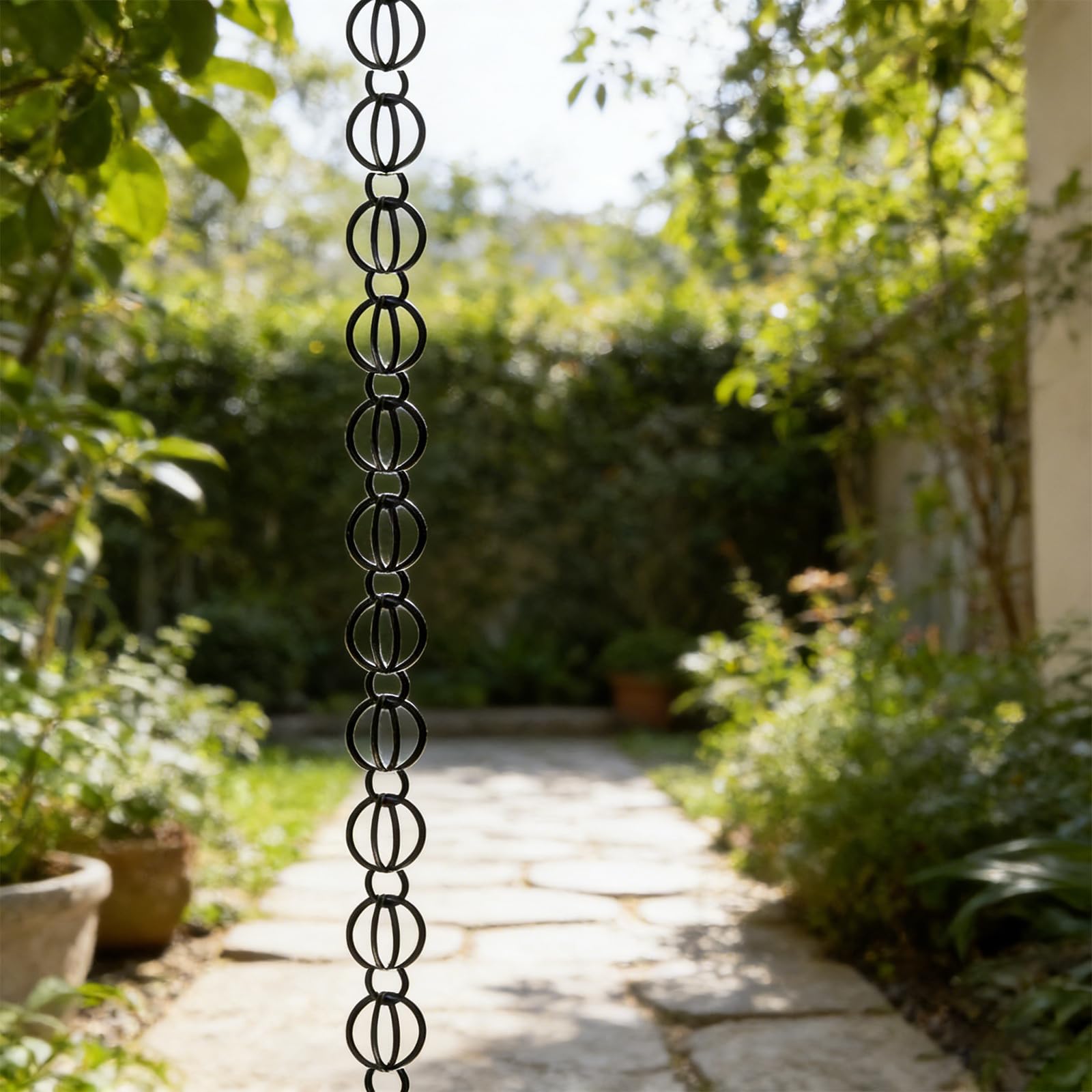 Catena da Pioggia Antica Giapponese 2.4m Nero per Giardino Terrazzo