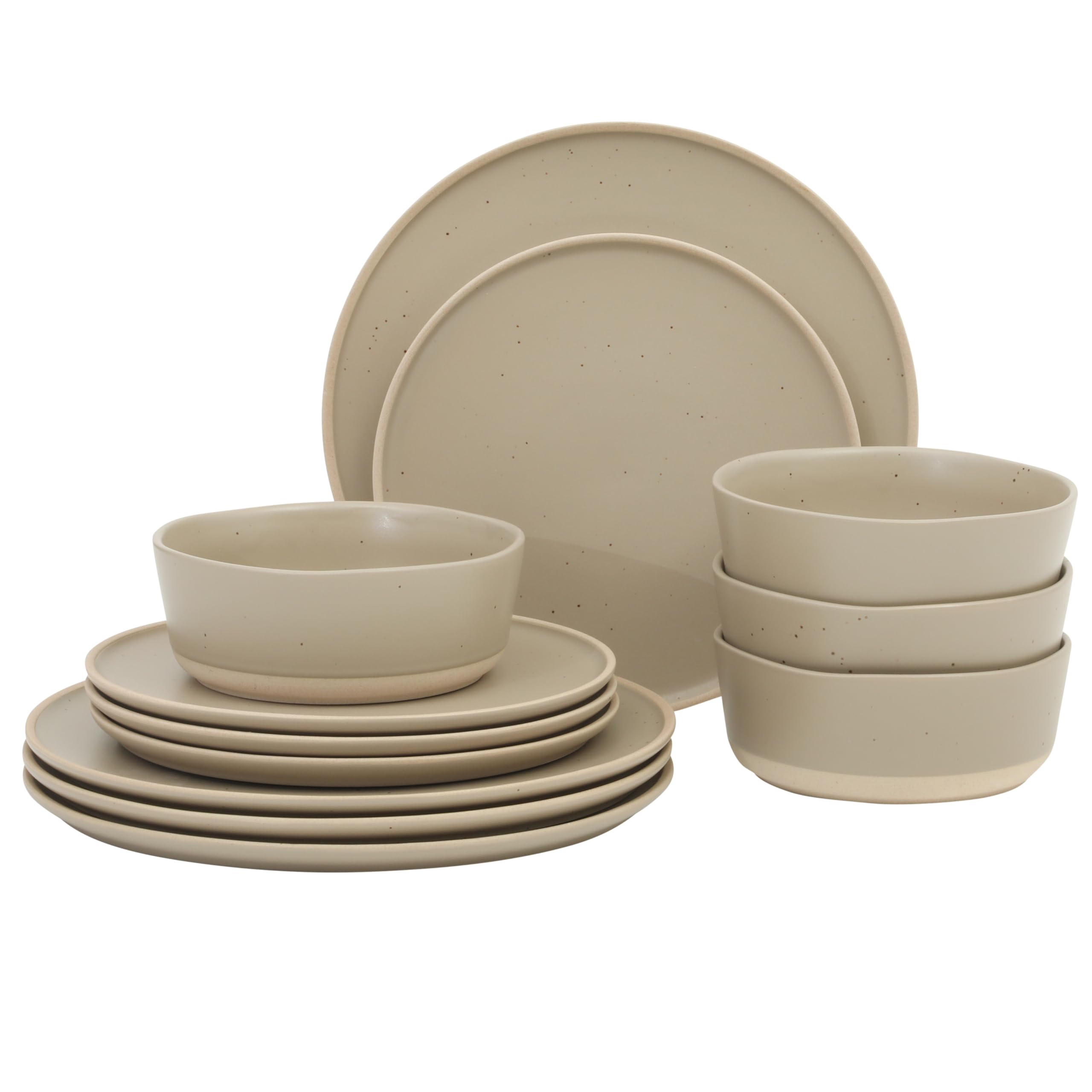 Humphrey Lane 12 Piece (Service for 4) Plates and Bowls Reactive Glaze Dishes Stoneware C…