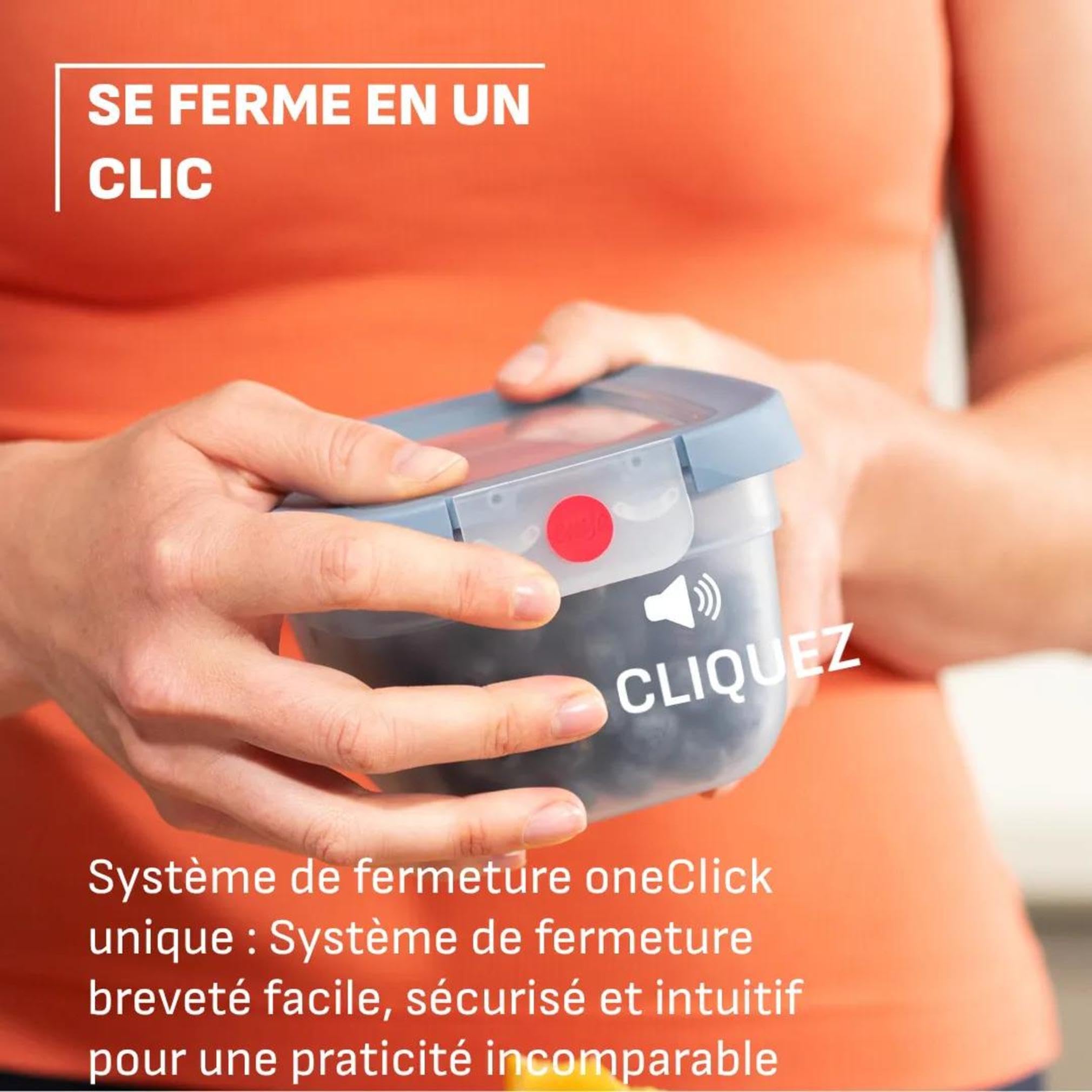 EMSA oneClick, pojemnik jednym kliknięciem, 2 razy chłodniejszy, niebieski, 5-częściowy zestaw, 5 x 1,20 l/40,6 FLOZ, N1231200
