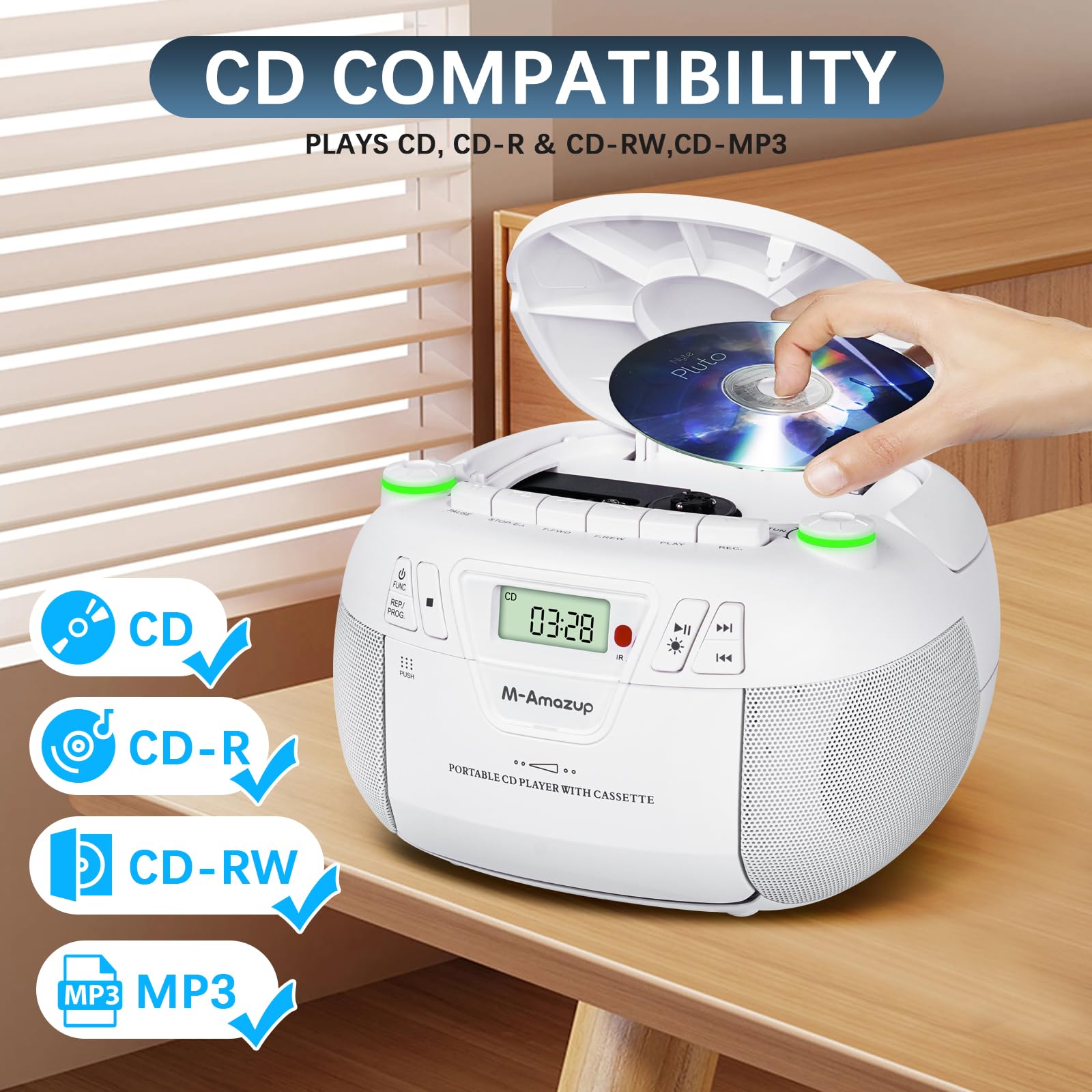 Amazon.com: M-Amazup Boombox CD Player Portable Cassette Player