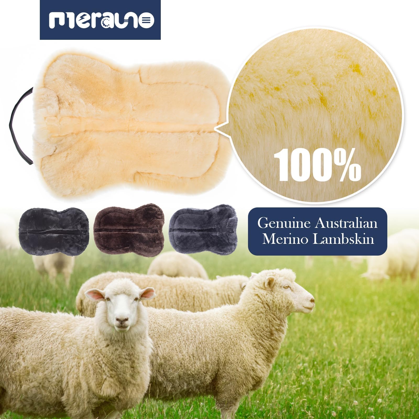 Pelle di agnello, correzione Pad in cotone trapuntato, 4 tasche con inserti in memory foam (pelliccia d'agnello naturale + cotone trapuntato)