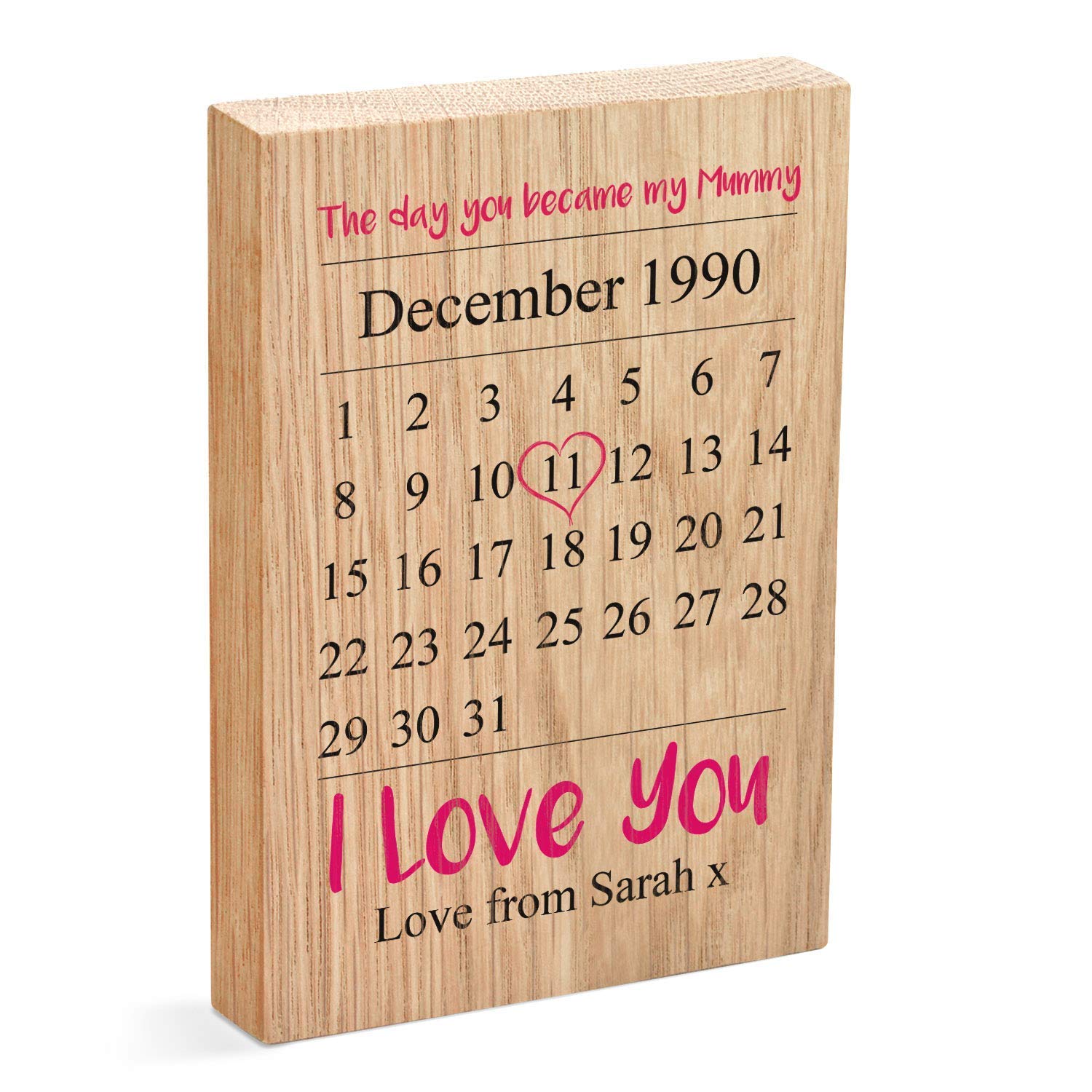 The Day You Became My Mummy Gifts - Personalised Oak Wood Gift For Mummys, Nanny, Mum - Mummy Gifts - Gifts from Baby Daughter Son - Birthday Christmas Mothers Day Present