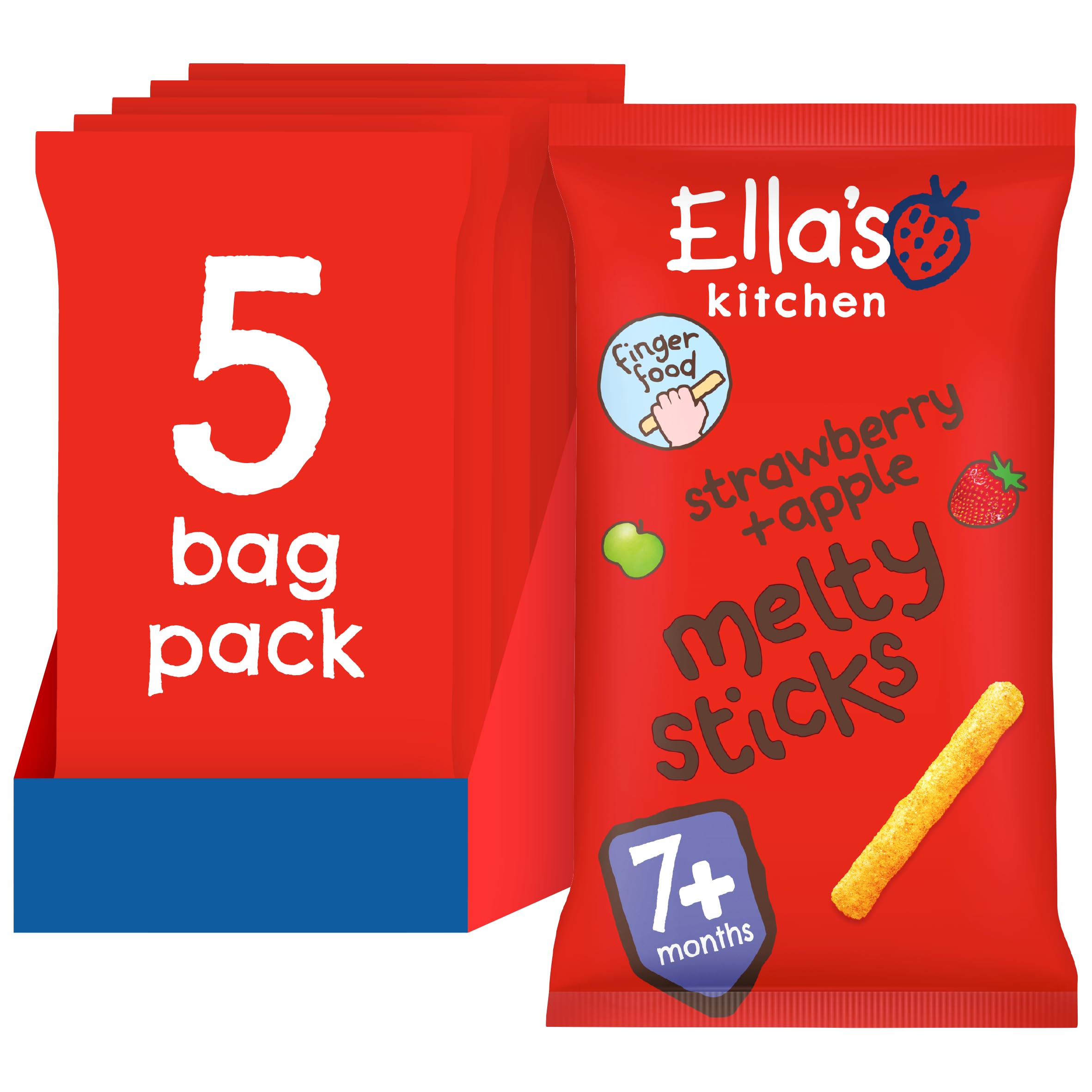 Ella's Kitchen Strawberry & Apple Melty Sticks 7+ Months, Pack of 5, 80g