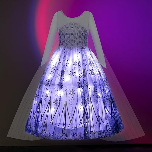 Miniatura 2 de UPORPOR Disfraz de princesa iluminado para niñas, vestido de Navidad para niñas, disfraz LED de Halloween para adolescentes, color blanco y morado