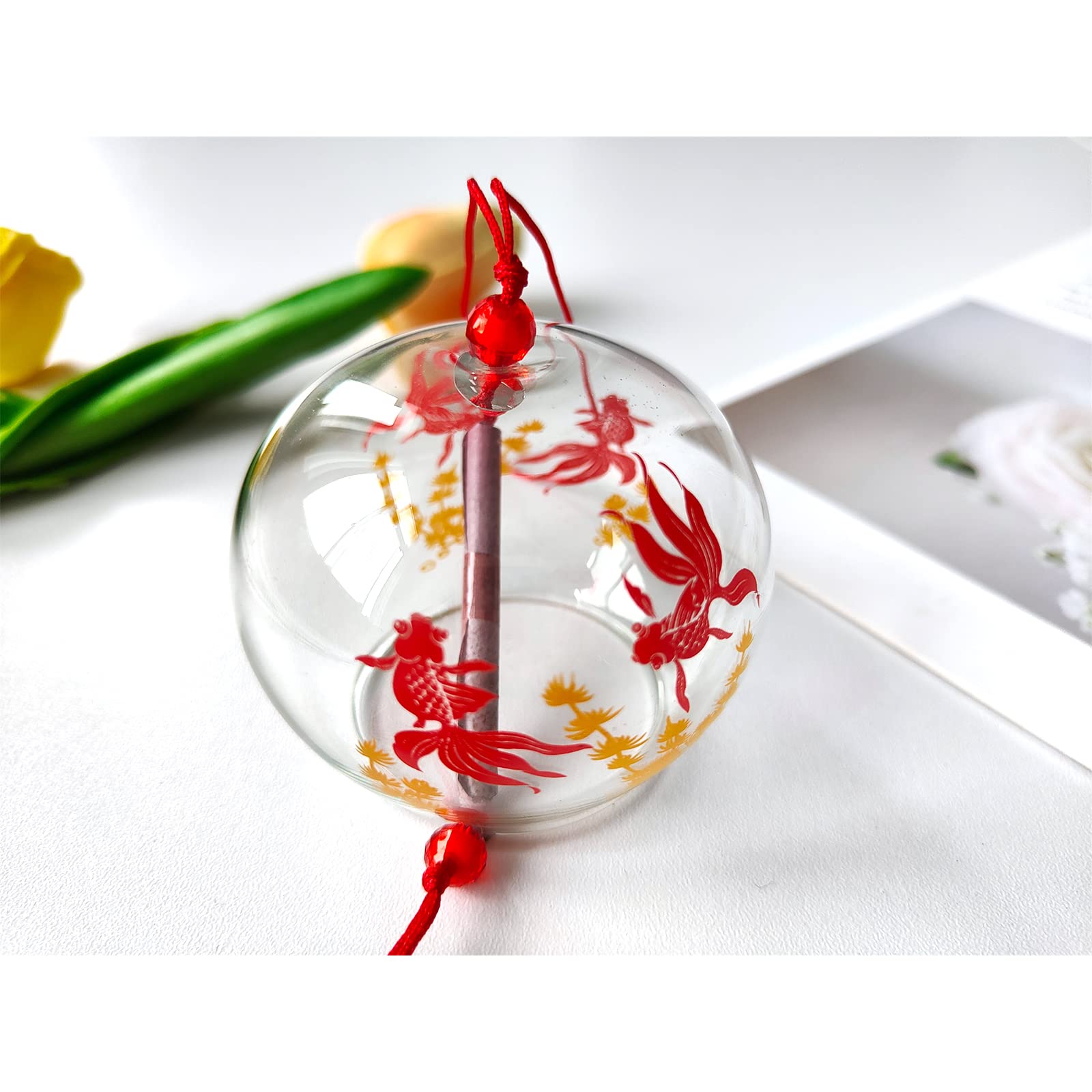 Campanelli eolico Giapponesi, Campanelli eolico in Vetro, Rosso per Decorazione Domestica e Auto