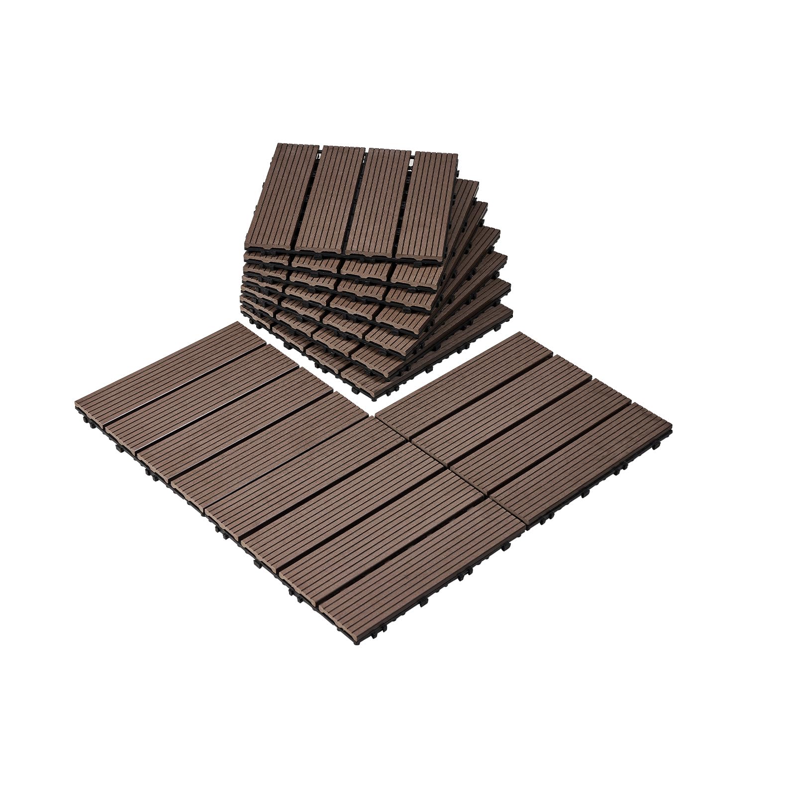 VEVOR Terrassenfliesen – 27er‑Set, 295 × 295 mm, Dunkelbraun