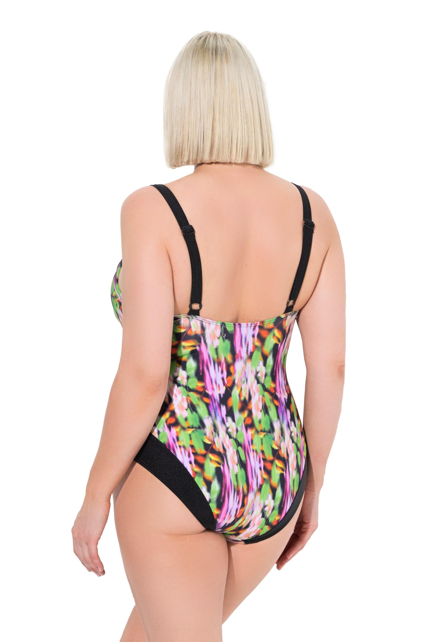 Ulla Popken Femme Grandes Tailles Maillot de Bain, Bonnets Souples et Armatures, décolleté Esprit Cache-cœur, matière recyclée 835959