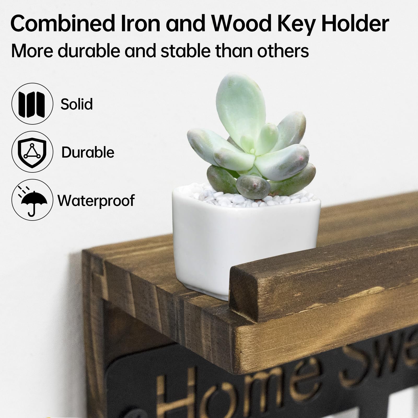 Amazon.co.jp: Iswabard 壁用キーホルダー 木製棚付きウォールキー