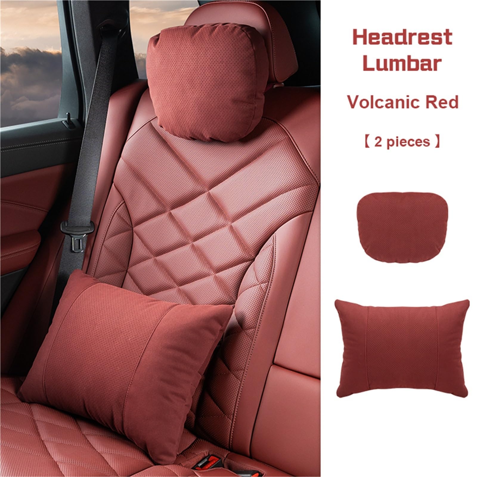 Coussin de Nuque, Appui-tête et Support Lombaire compatibles avec Porsche 718, Boxster, Cayenne, Panamera, Macan, Cayman, 911 918 sièges Auto.(Lumbar 1pc coganc)