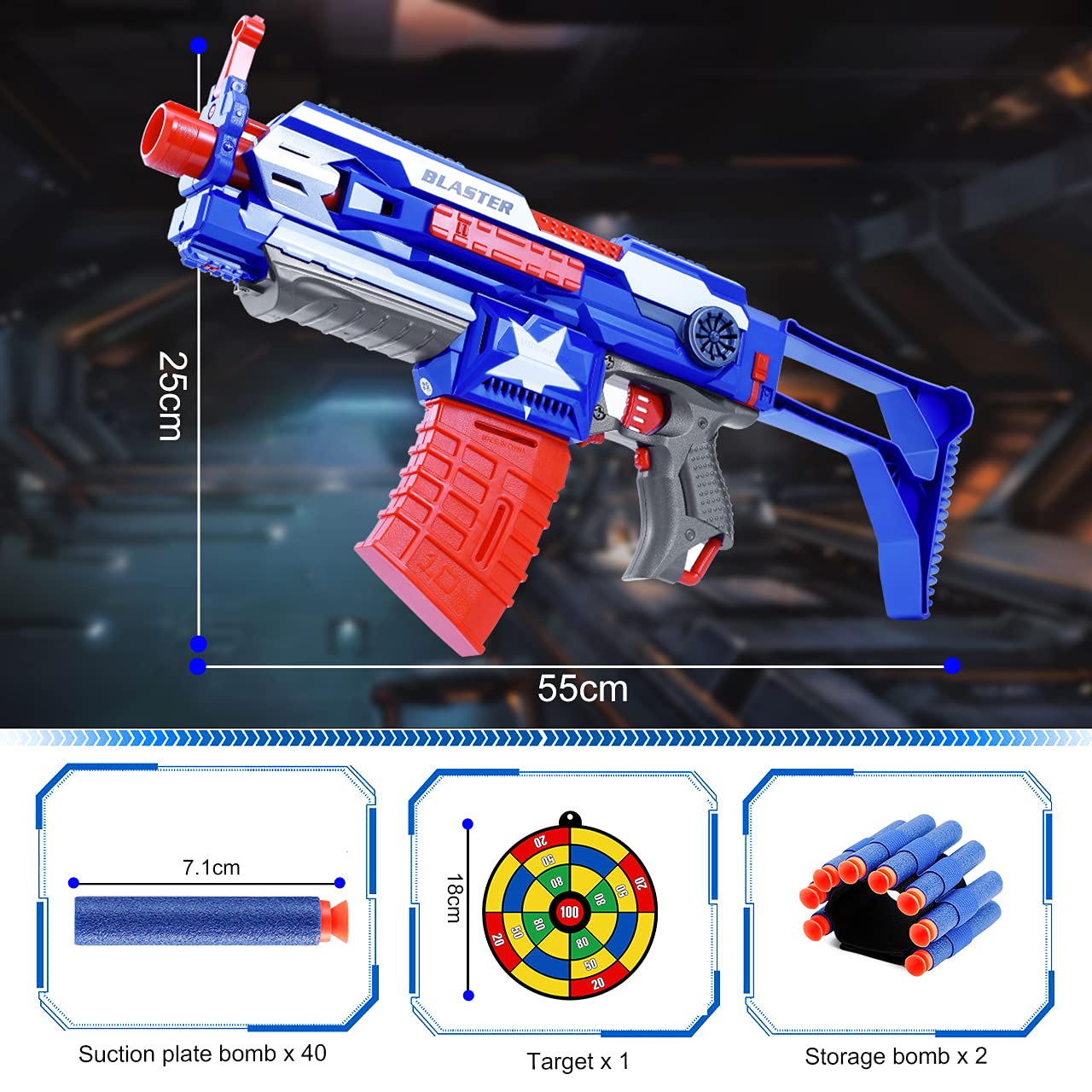 Vintoney Automatic Blaster Toy Gun, Multiple Modes DIY Toy Guns, Foam