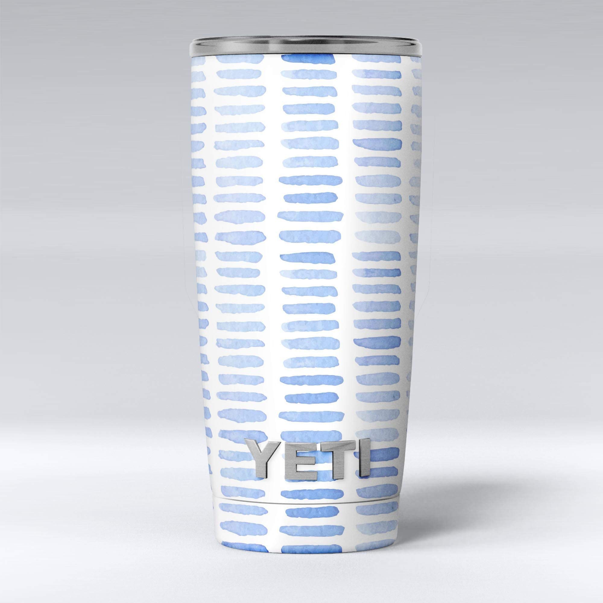 Design Skinz Blue Watercolor Brush Strokes - Skin Decal Vinyl Wrap Kit compatible with the Yeti Rambler Cooler Tumbler Cups
