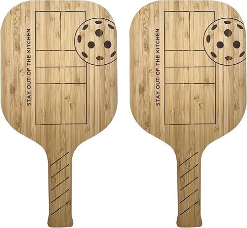 Fox Run Pickleball Paddle Charcutería, juego de 2 tablas de bambú para servir queso, 14.5 x 7.5 pulgadas