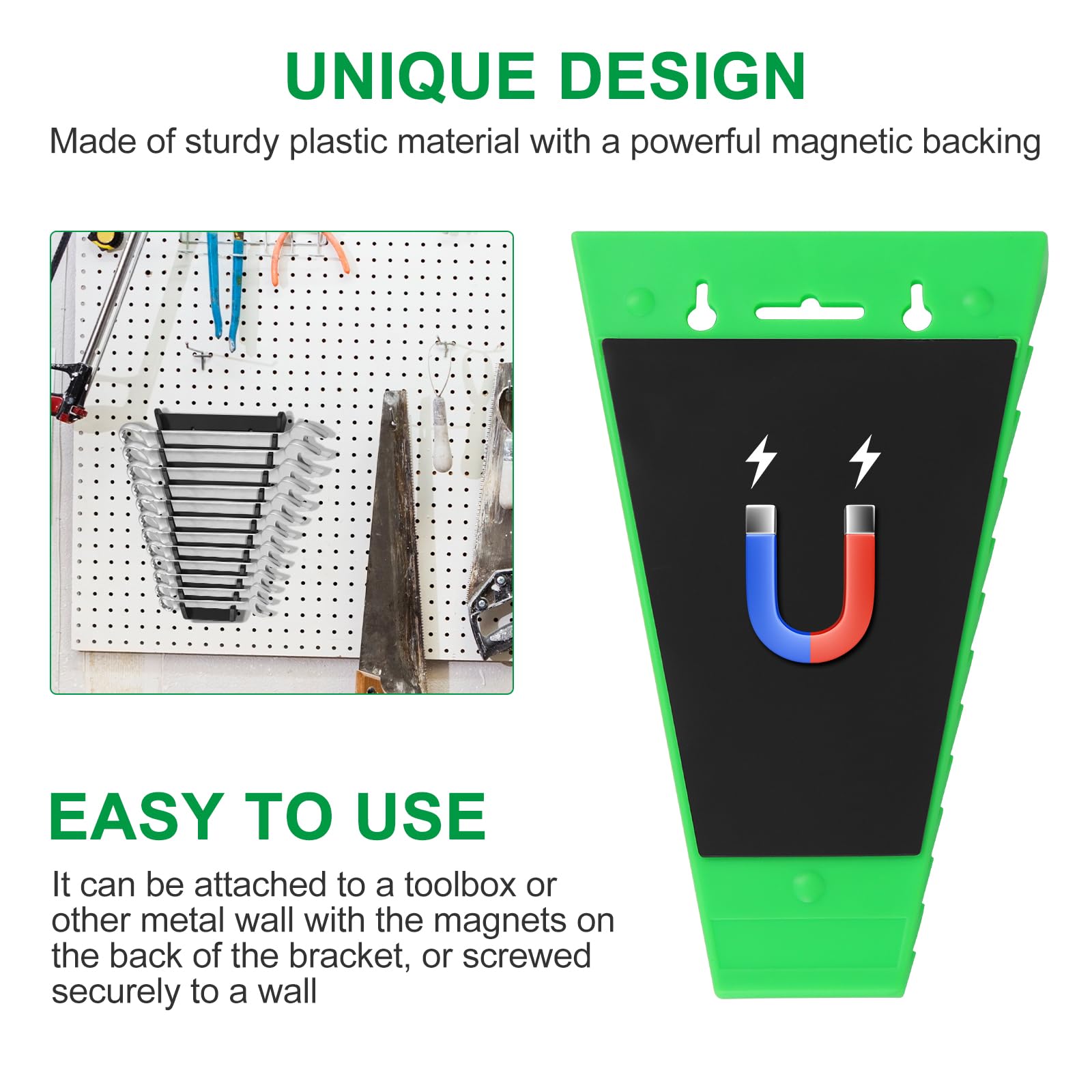 4-Pack Magnetic Wrench Organizer, 48-Slot Wrench Rack Tool Trays, Durable ABS Wr