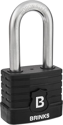 Miniatura 3 de BRINKS - Candado comercial de acero laminado de 1.969 in resistente a la intemperie con grillete de 2 pulgadas - Grillete de acero al boro