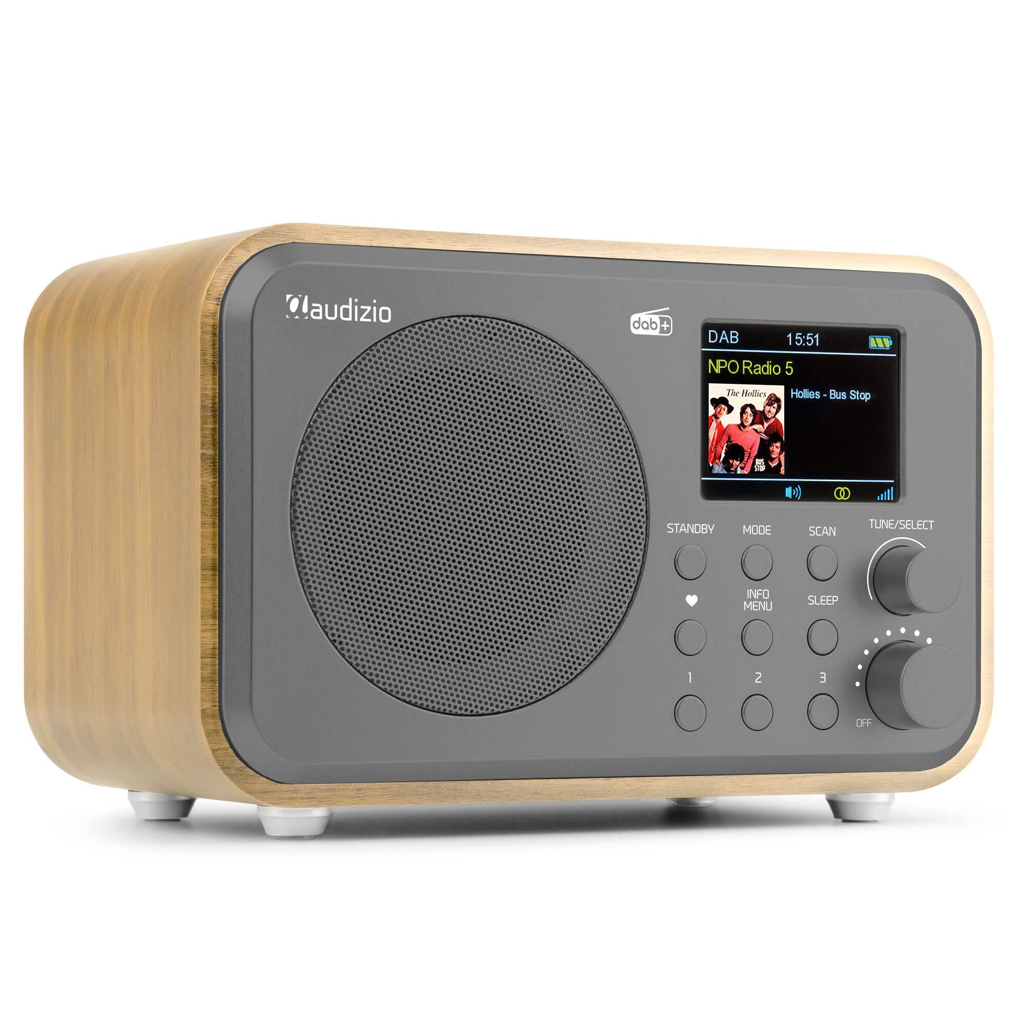 Audizio Milan Radio Dab+ FM Portatile Bluetooth Batteria Incorporata Bambù | Ascolto radio Nomade in DAB+ e FM, connessione Bluetooth, batteria integrata, uso domestico e facile da spostare