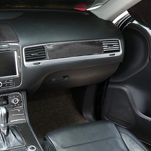 Miniatura 4 de YIWANG Panel de consola central de automóvil, fibra de carbono suave, decoración de consola central de pasajeros, para Volkswagen Touareg 2016-2018