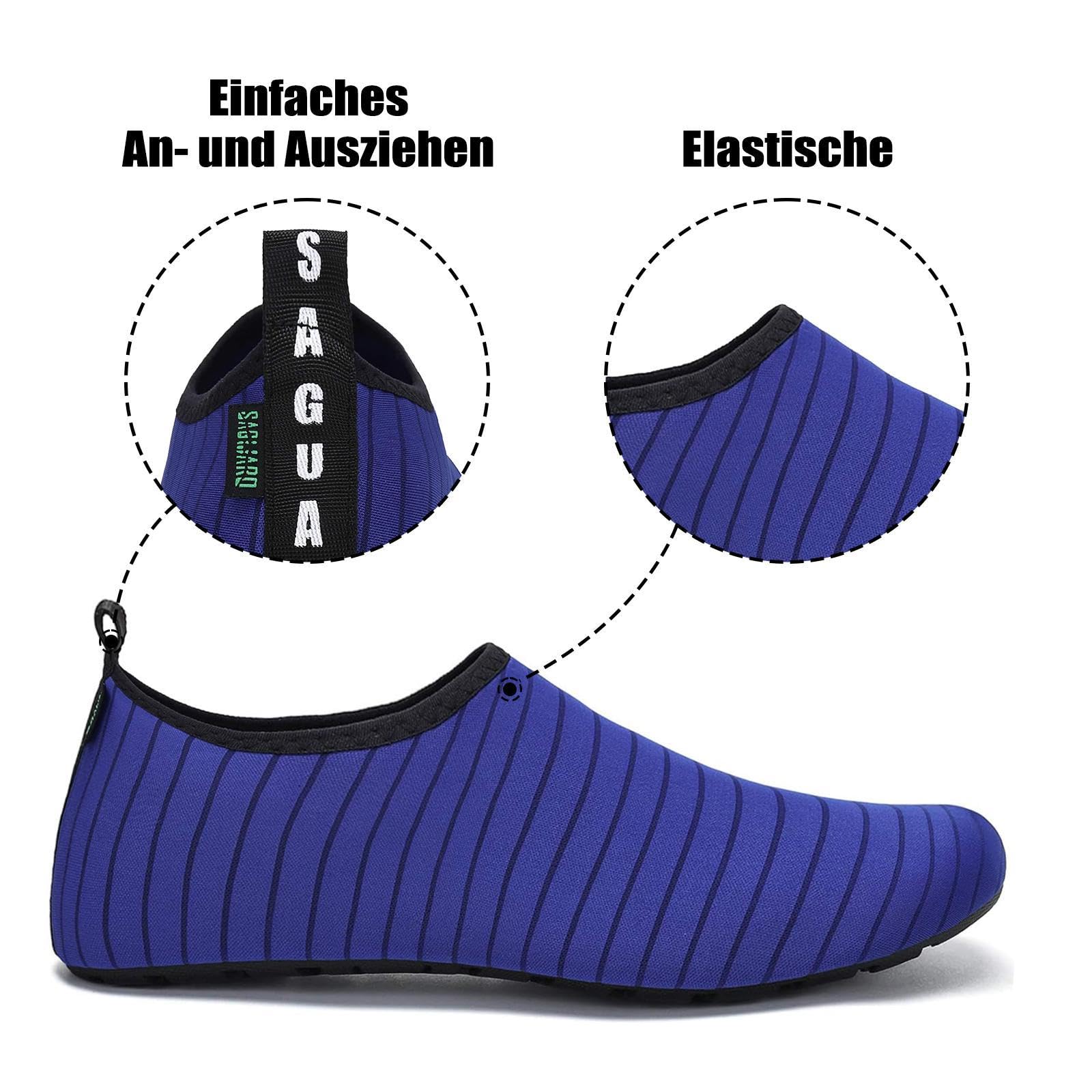 SAGUARO Escarpines Hombre Zapatillas de Agua Mujer Zapatillas Playa Secado Rápido Zapatos Agua Antideslizantes Calzado para Natacion Surf Acuaticas Piscina Azul Marino Gr. 40/41 EU