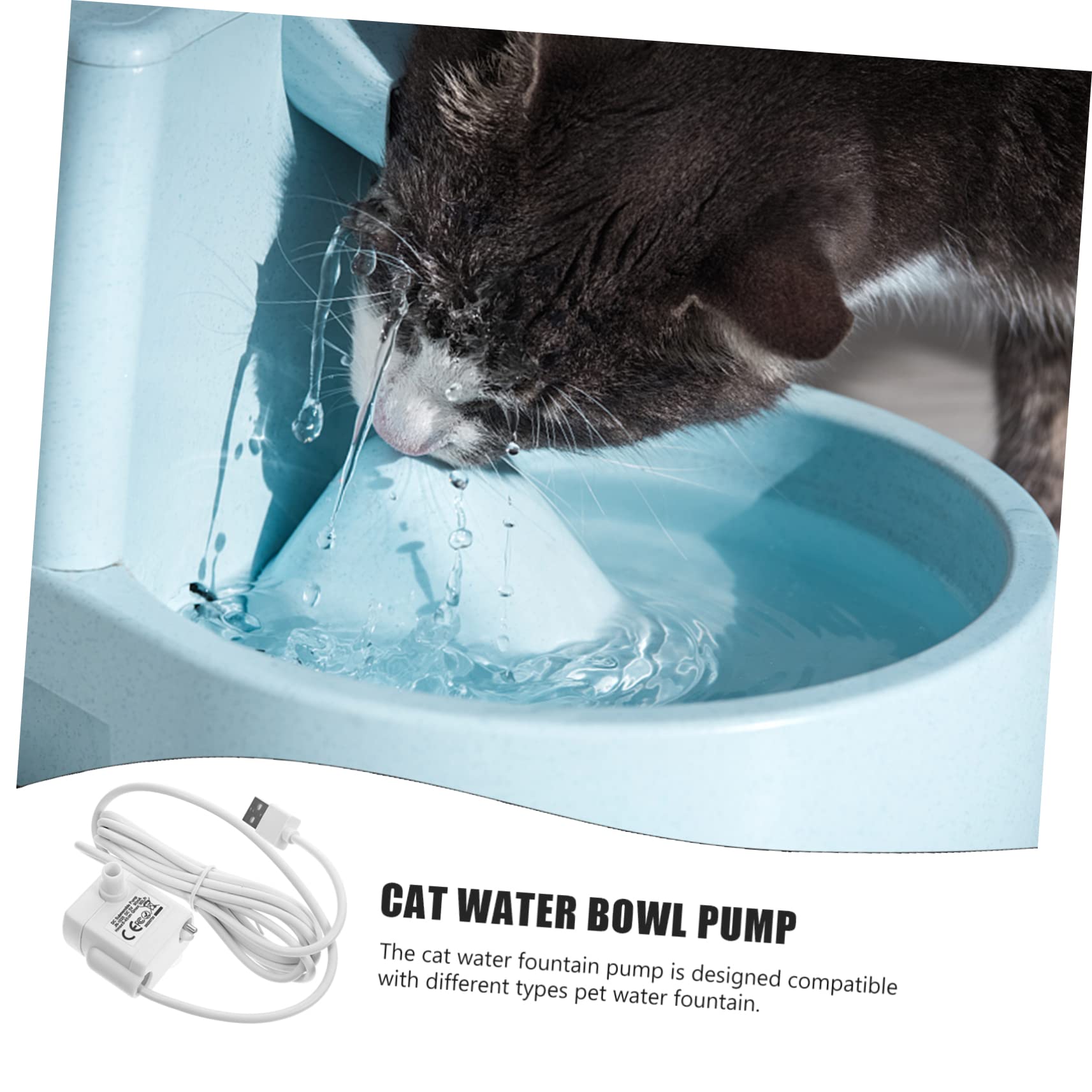 Bomba de Fuente para Gatos Sumergible Silenciosa 5v1a Abs Blanco | Cable USB Incluido, Uso en Hogares y Tiendas, Repuesto para Dispensador de Agua de Mascotas