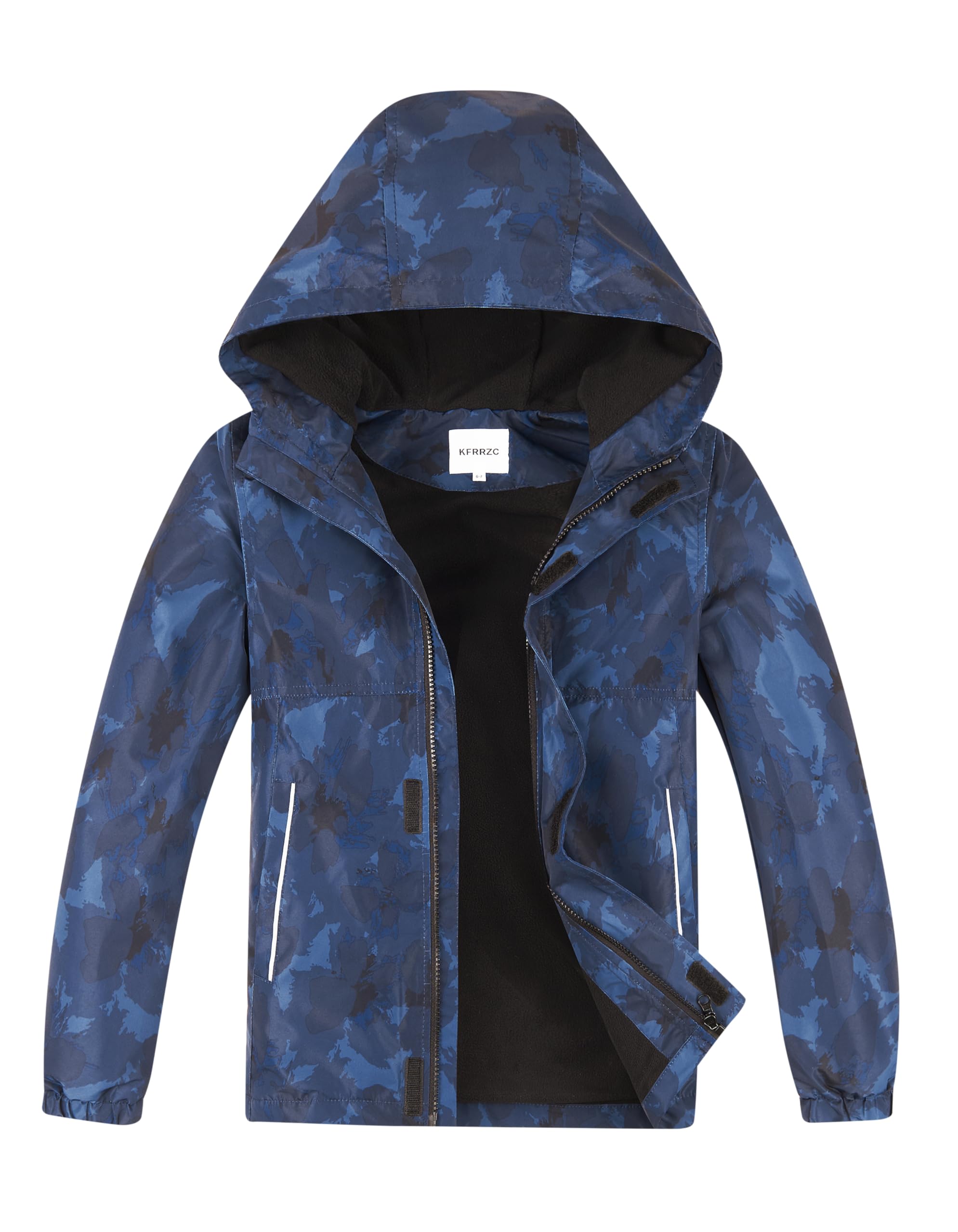 Boys Girls Waterproof Hooded Jackets Fleece Lined Rain Jackets