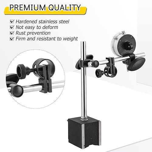 Miniatura 3 de Indicador de esfera con soporte de base magnética | Base magnética de 130 libras con ajuste fino e indicador de prueba de dial métrico con precisión