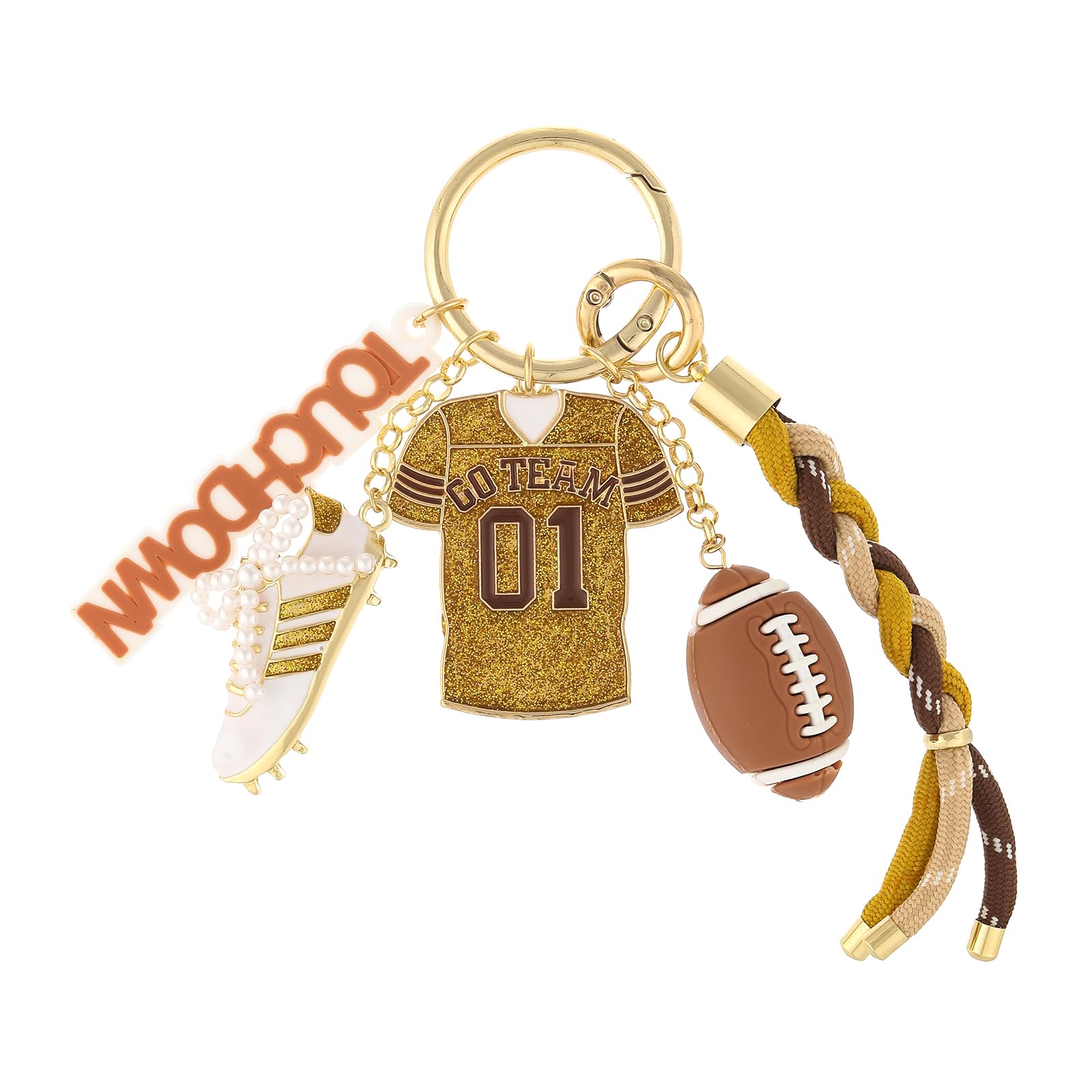 Madison Tyler Cute Football Basketball Ballet Love Cheer Good Vibes Keychain for Women | Bag Charms for Handbags Purse Charm, Football, 5"
