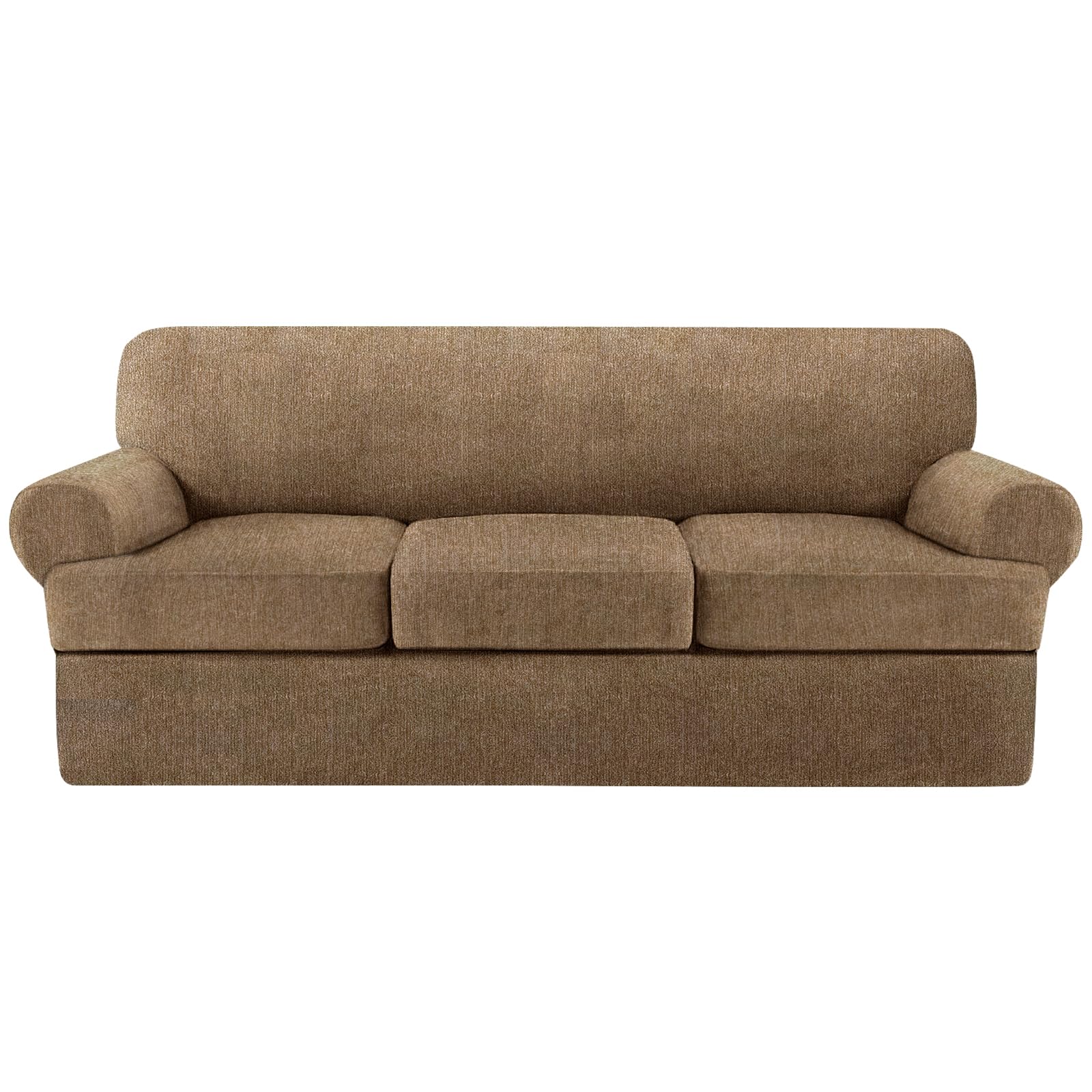 4 Piece T Cushion Sofa Slipcovers Stretch Couch Cover Furniture Covers with 3 Individual T Cushion Covers Machine