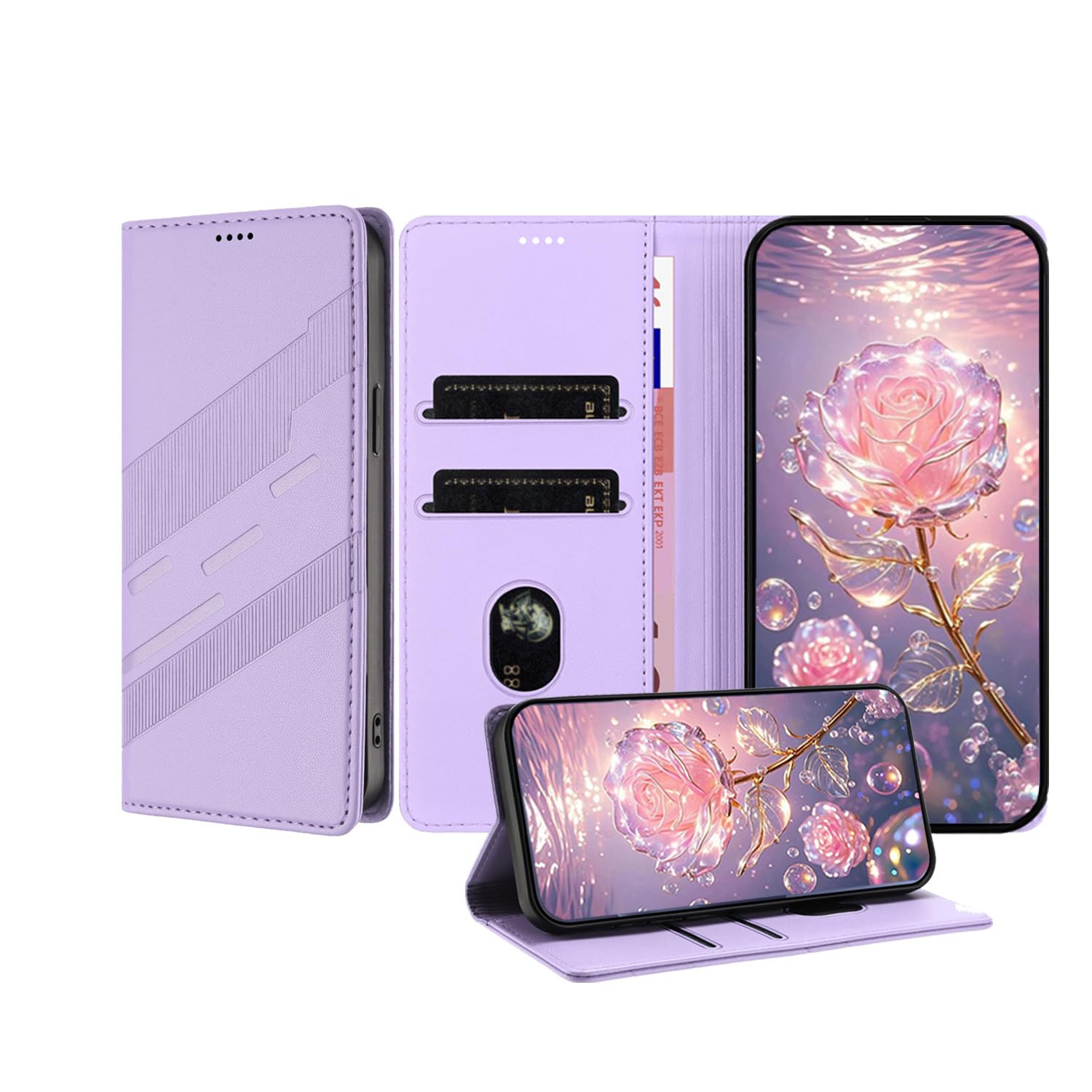 Premium Vintage PU Leather Wallet Case for Sony Xperia 1 V 5G Flip Cover, Business Folio with Card Slots, Magnetic Closure & Adjustable Kickstand - Violet