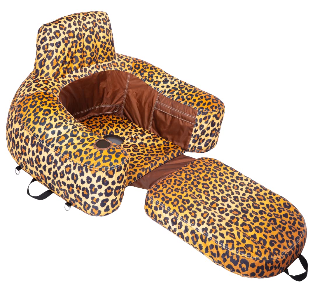 Pool Lounger Inflatable Pool Floats - Pool, Lake, River Floating Lounge Chair Heavy Duty Fabric Pool Raft 2in1 Convertible Chair - Leopard, Camo, Tie-Dye Colors