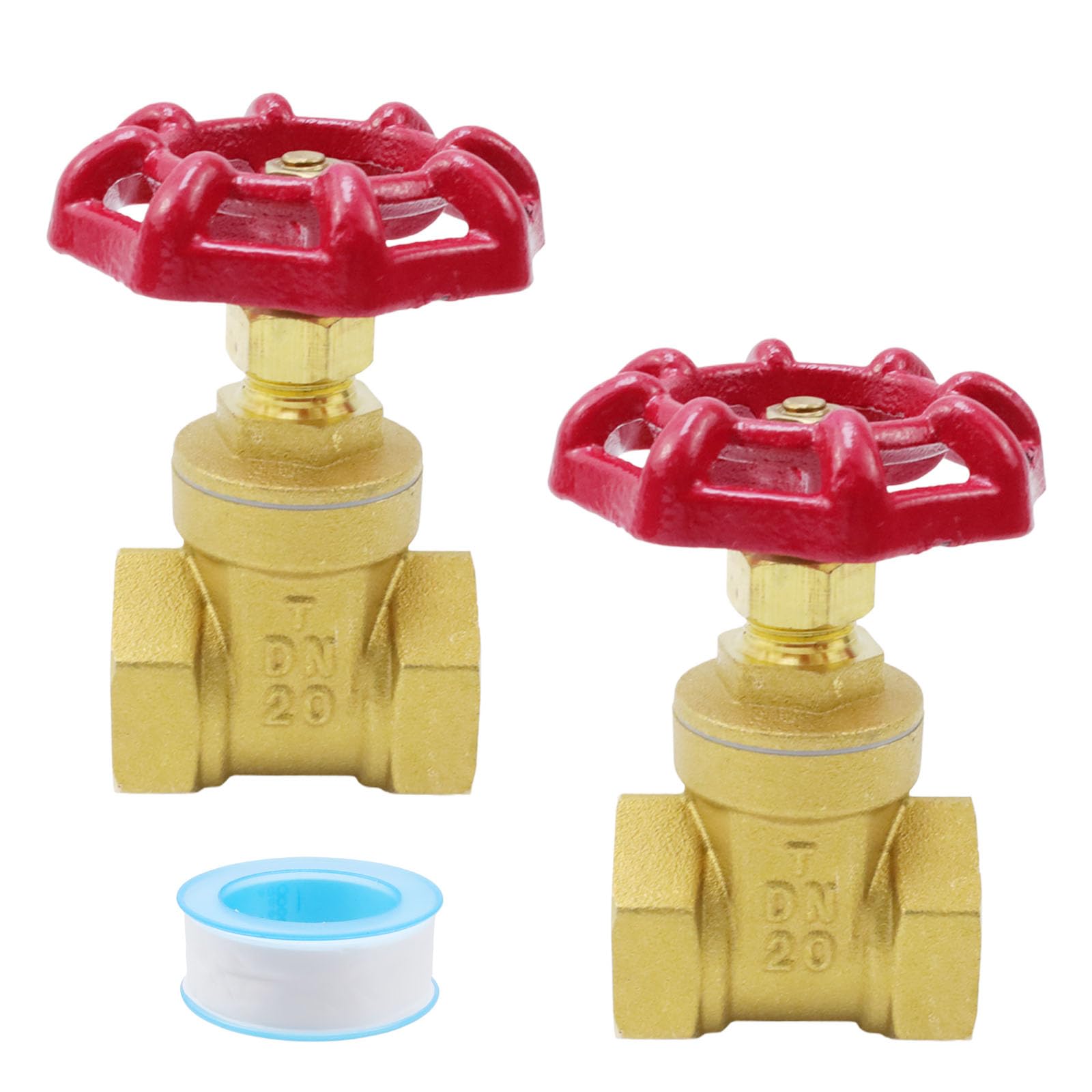 Antrader 3/4 Inch Gate Valve Brass,2Pcs DN20 Female with Wheel Handle Brass 3/4" Female Threaded Rotary Globe Valve for Water Oil Gas