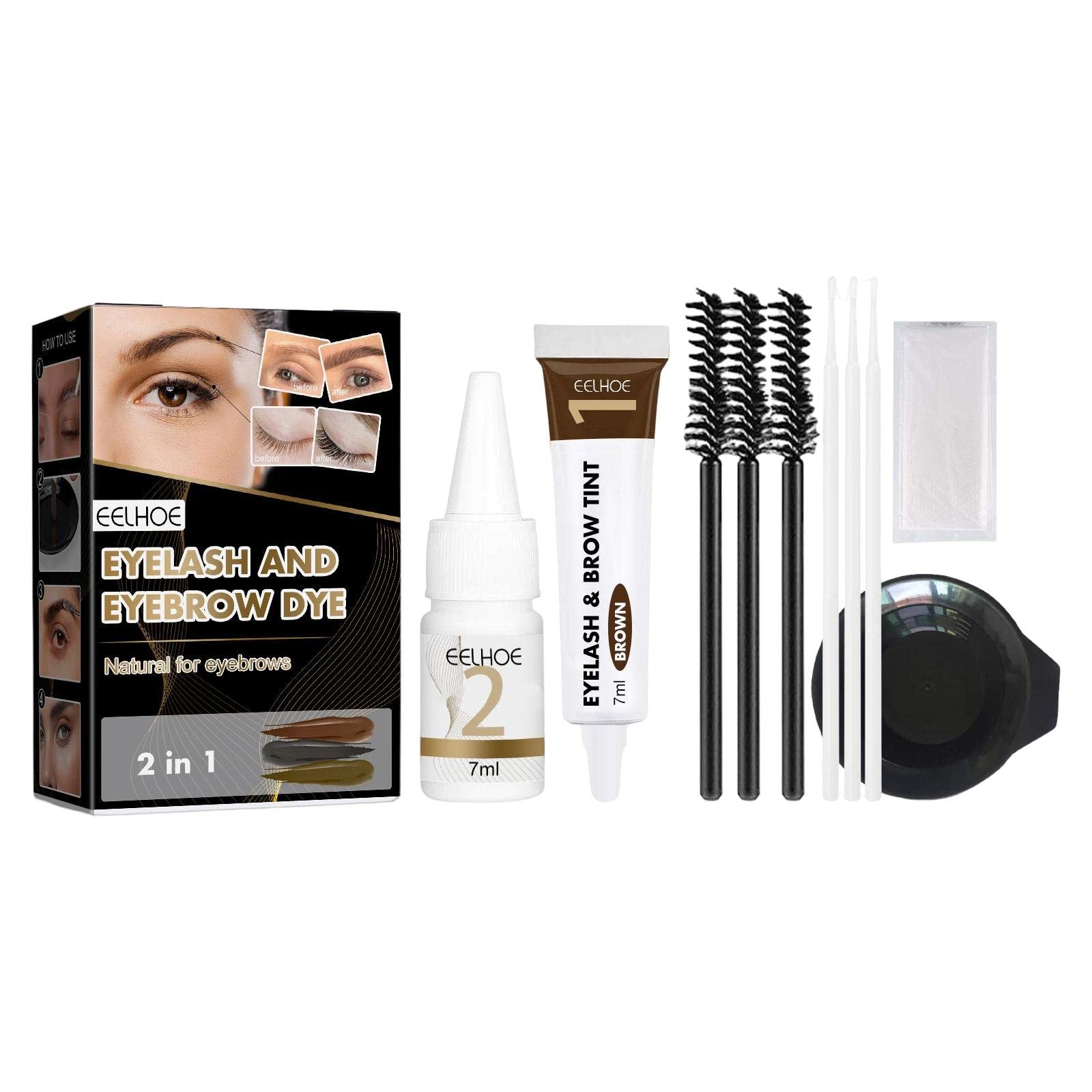 Professional Eyelash Eyebrow Dye Tint Gel Oil Proof Eyebrow Tinting Kit Dark Brown