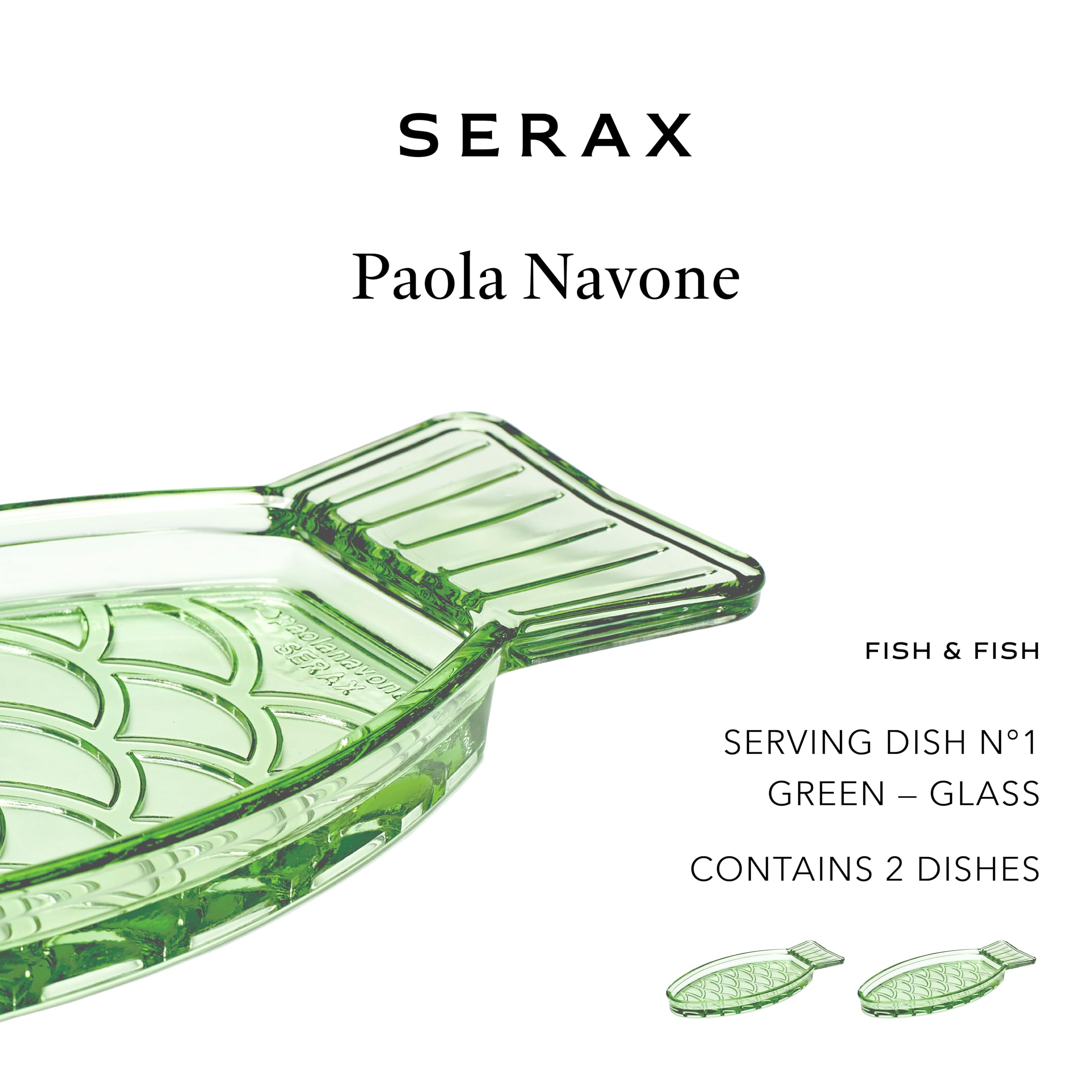 Serax Paola Navone - Plato para servir | Cristalería de pescado y pescado | Bandeja verde para servir | Esenciales de alojamiento | Bandejas para servir alimentos