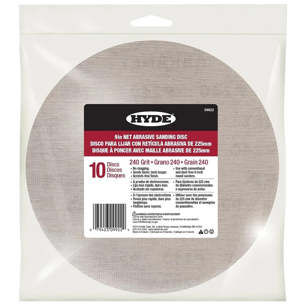 Hyde 09922 9" Disk Abrasive Sanding Net, 240 Grit, 10 Pack