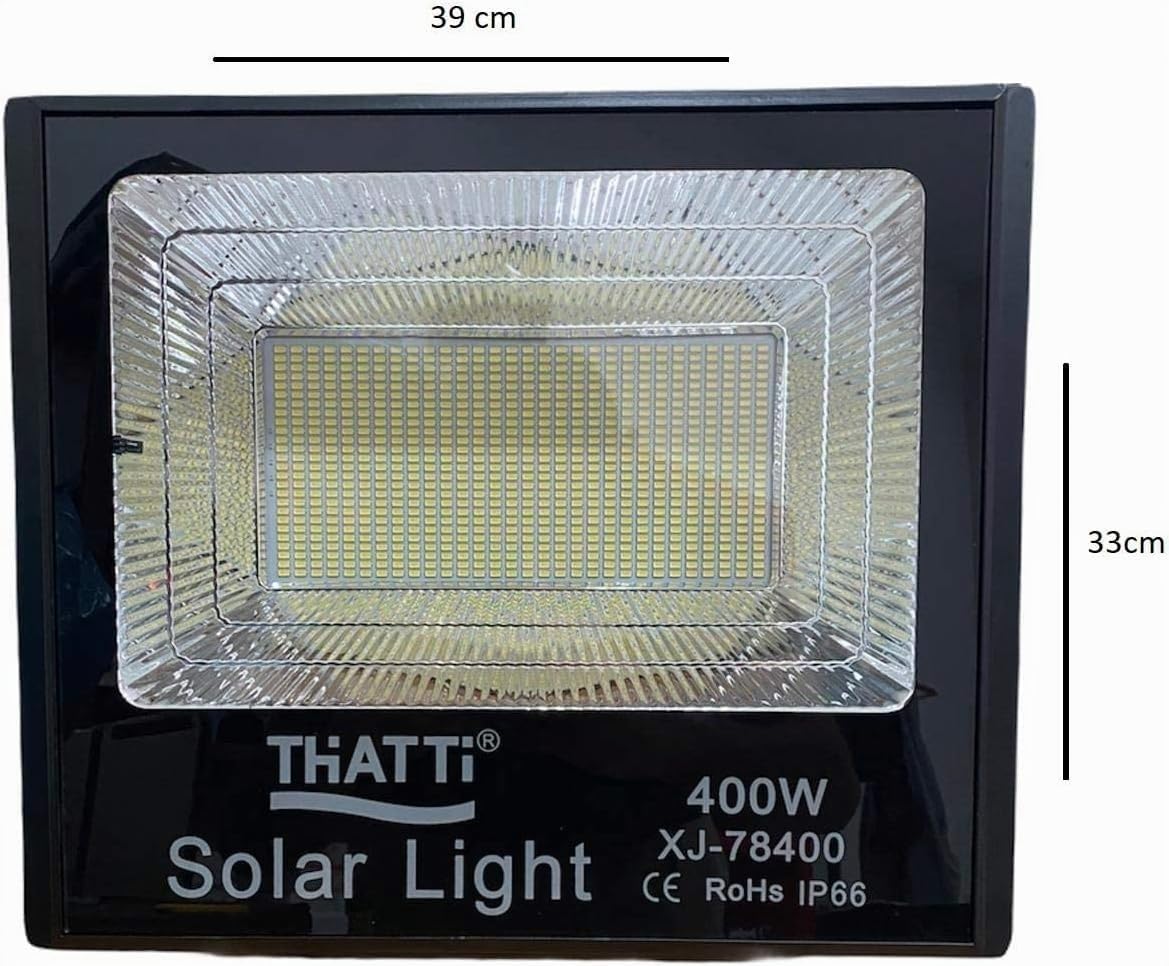 SQUADO - Faro 400W A Led Con Pannello Solare E Sensore Crepuscolare Con Telecomando