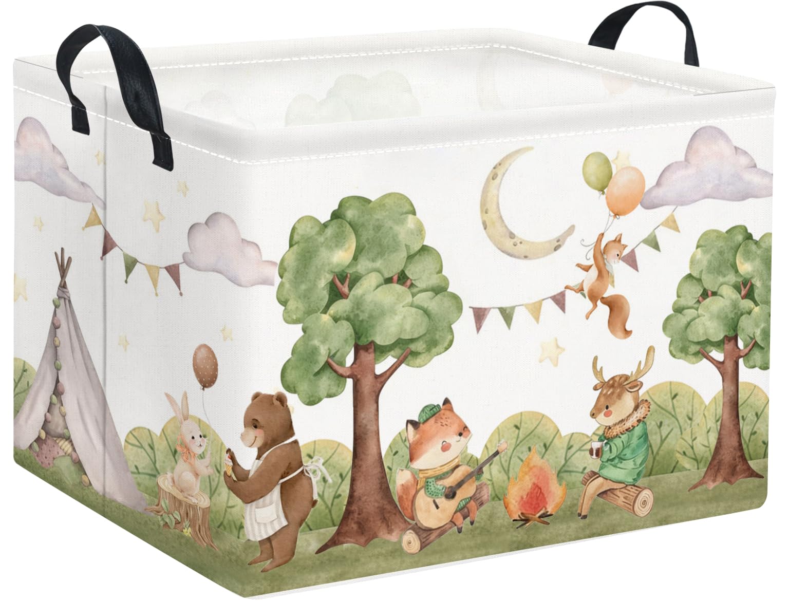 Rectangular Valentines Basket for Women Girls Storage Bin Organizer Box Shelf Room Decor(Camping Animal)