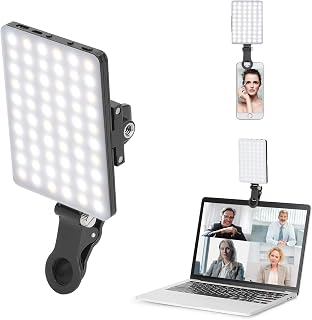 Newmowa 60-LED Rechargeable Clip-On Selfie Light with 3 Modes & 10 Brightness Levels for Phone, Laptop, Makeup, Vlog, TikTok