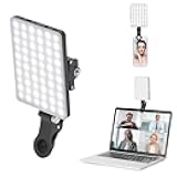 60 LED High Power Rechargeable Clip Fill Video Conference Light with Front & Back Clip, Adjusted 3 Light Modes for Phone, iPhone, Android, iPad, Laptop, for Makeup, TikTok, Selfie, Vlog