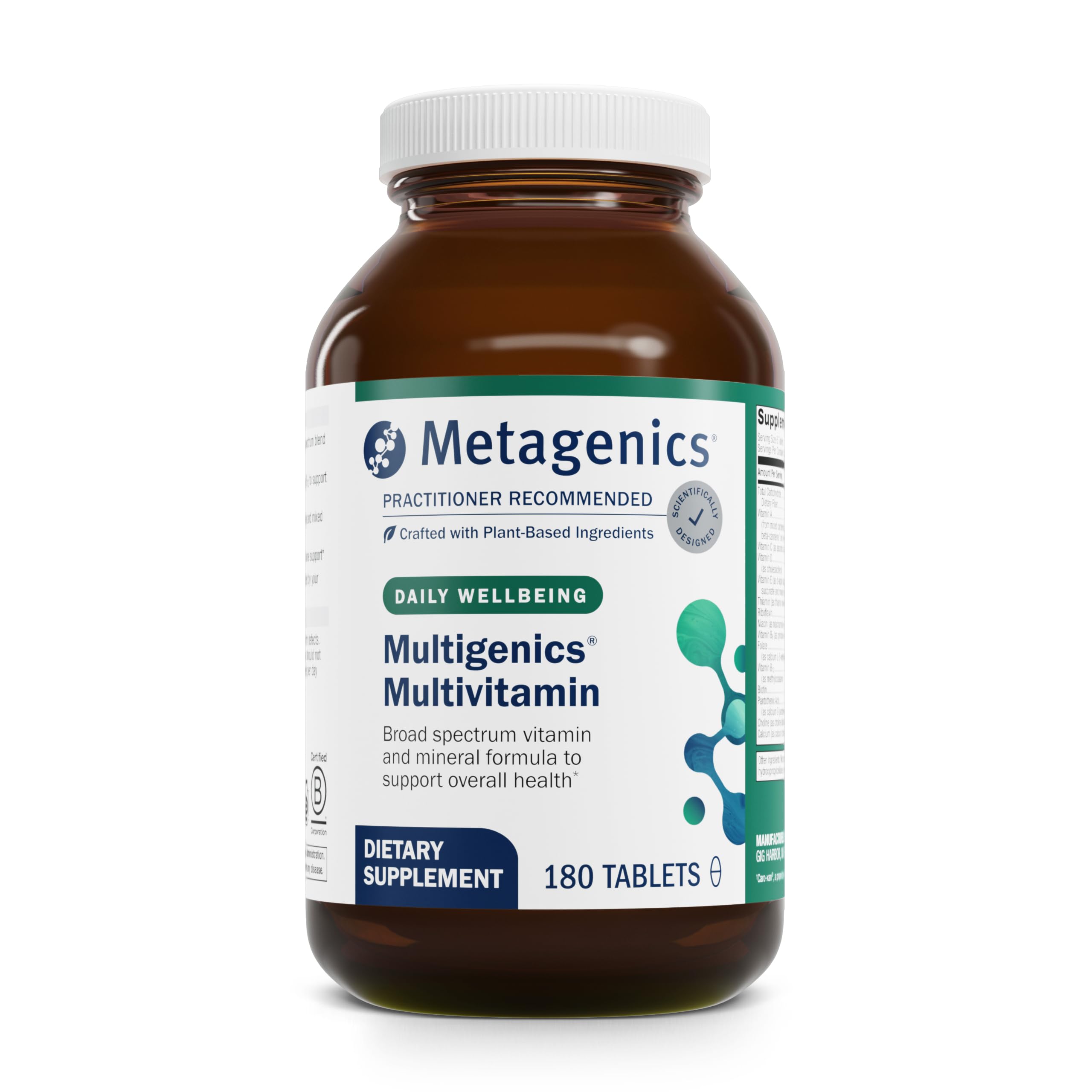 Multigenics Multivitamin - Daily Multivitamin with Beta-Carotene, Folic Acid, Calcium & Magnesium - Supports Bone, Heart, Immune & Cellular Health* - Non-GMO, Gluten-Free - 180 Tablets