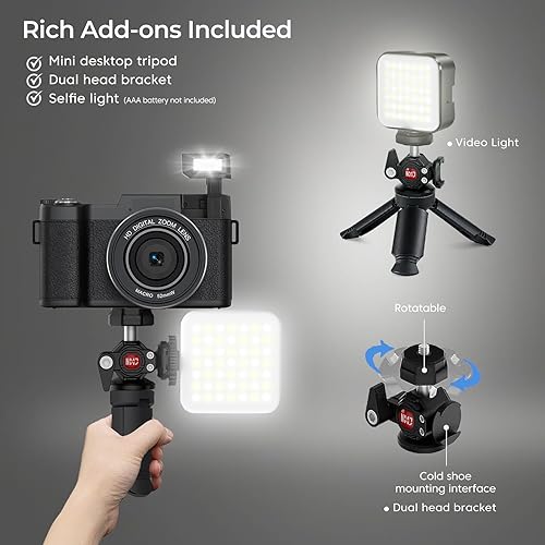 Miniatura 4 de 5K Digital Camera for Photography 64MP WiFi Vlogging Camera for YouTube Auto-Focus Video Camera with Flip Screen Compact Digital Cameras with