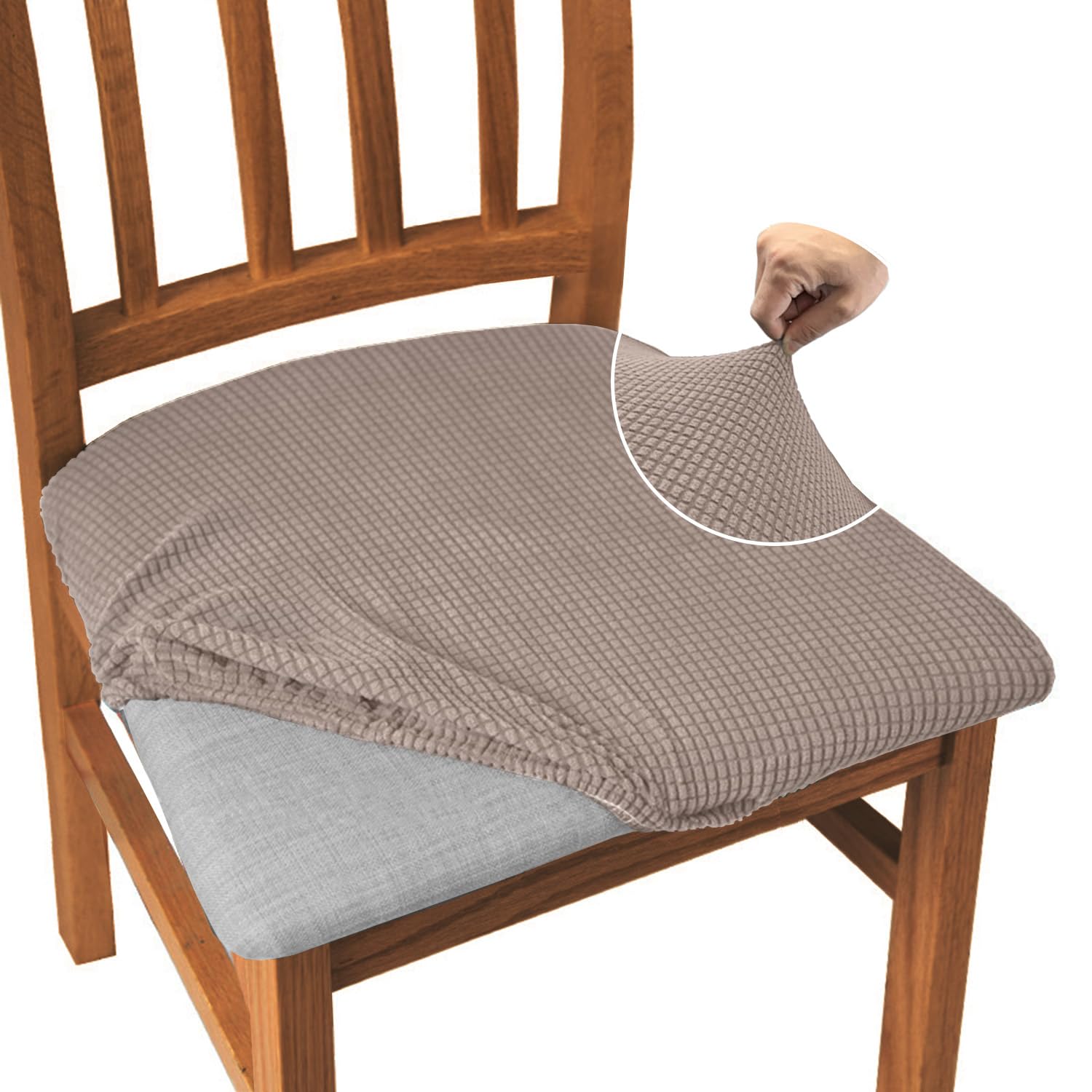 Granbest Jacquard Esszimmerstuhl Sitzbezüge, High Stretch Esszimmerstuhl Slipcovers Anti-Staub Sitzschutz für Esszimmer, Küche