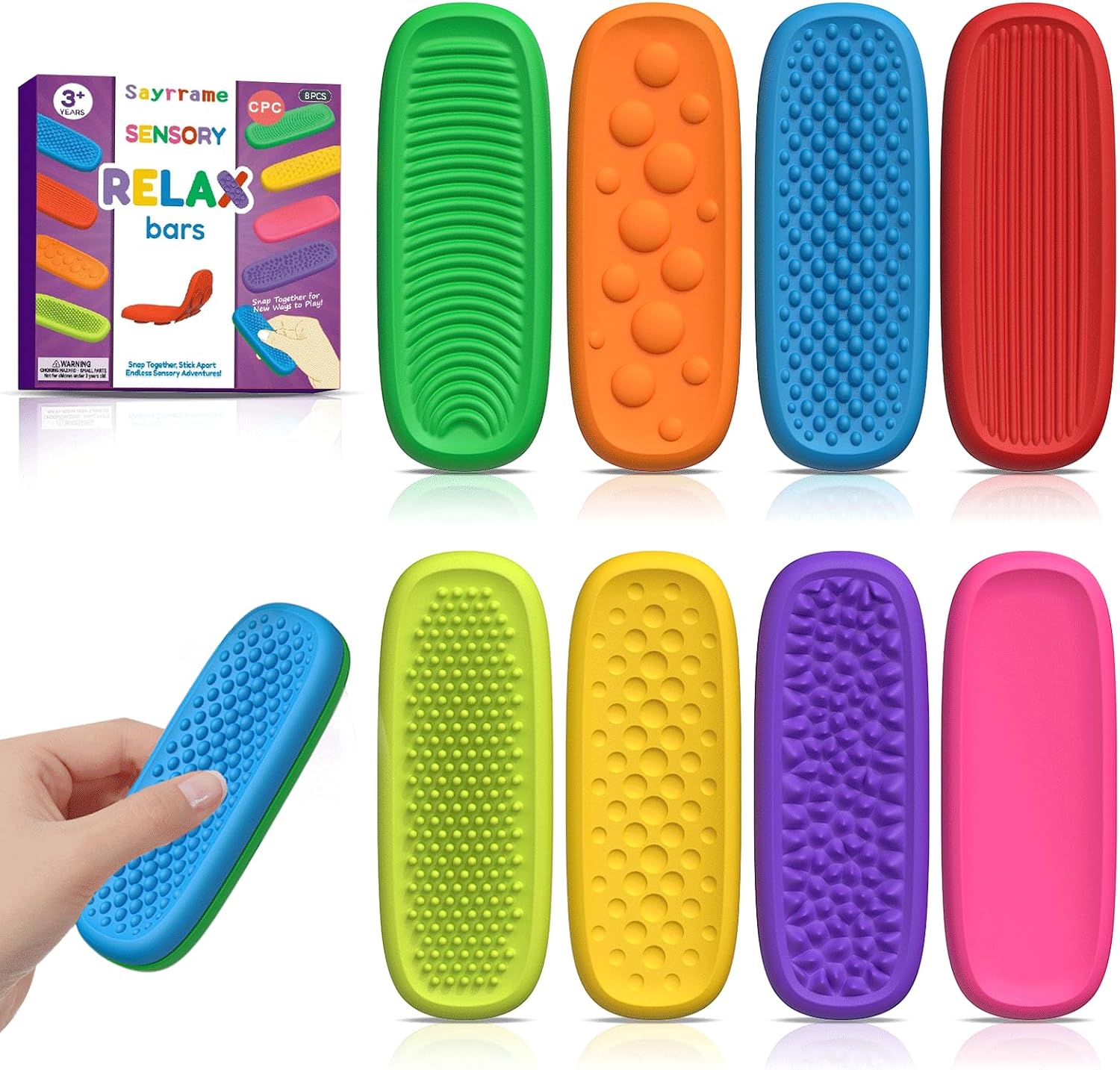 Fidget Toys Sensory Strips for Kids Adults, 8 Unique Textured Suction Toys for Autism Kids Calming, Fidget Stress Toys for Students Anxiety Relief, Quiet Fidgets for Classroom Prizes