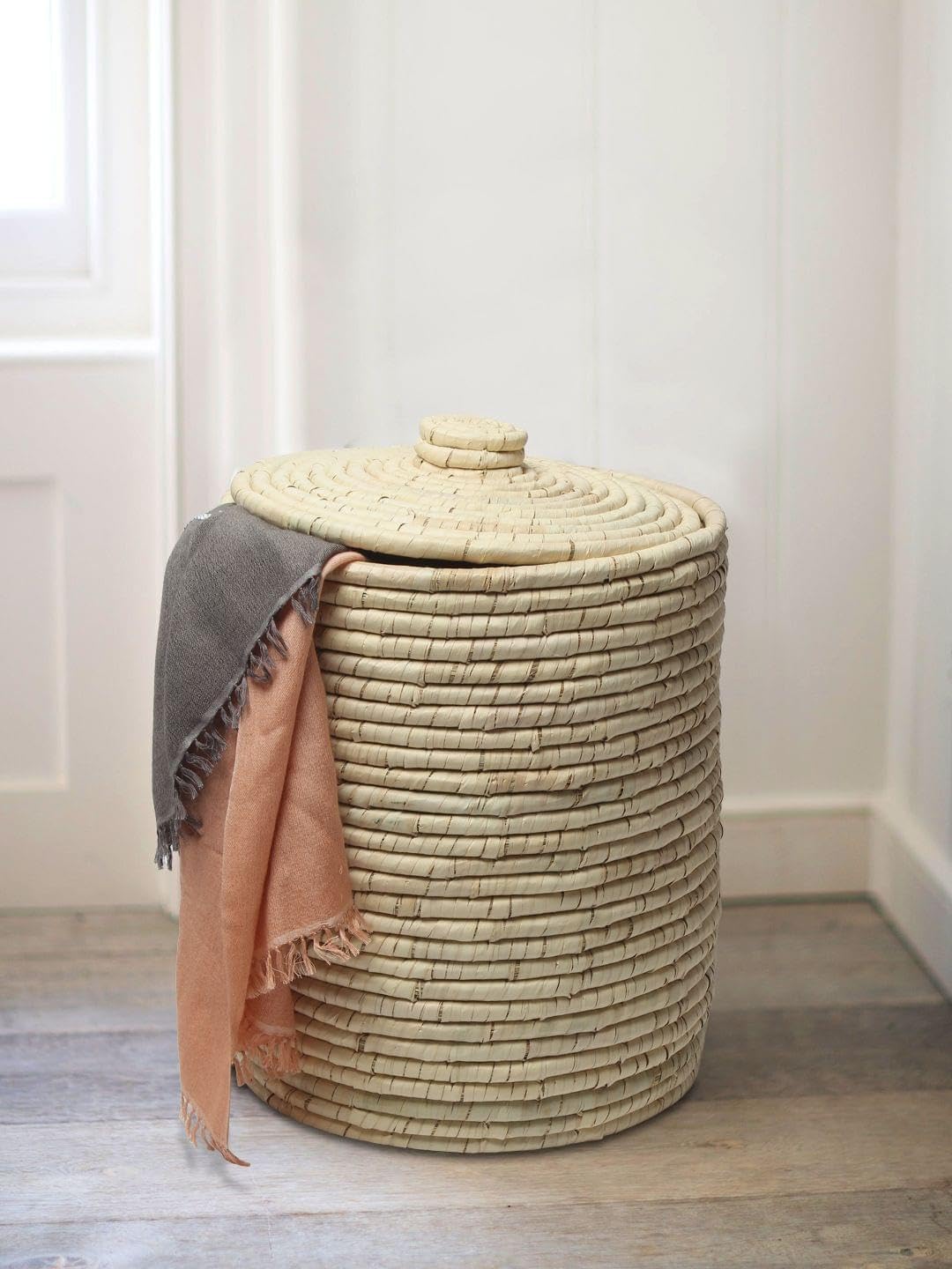 Habere India-All The Cultures Fabricating India Laundry Basket For Clothes | Laundry Baskets With Lid | Basket For Clothes | Toy Storage Baskets (Small: Dia 35.5 x H 38 cm)-image-31