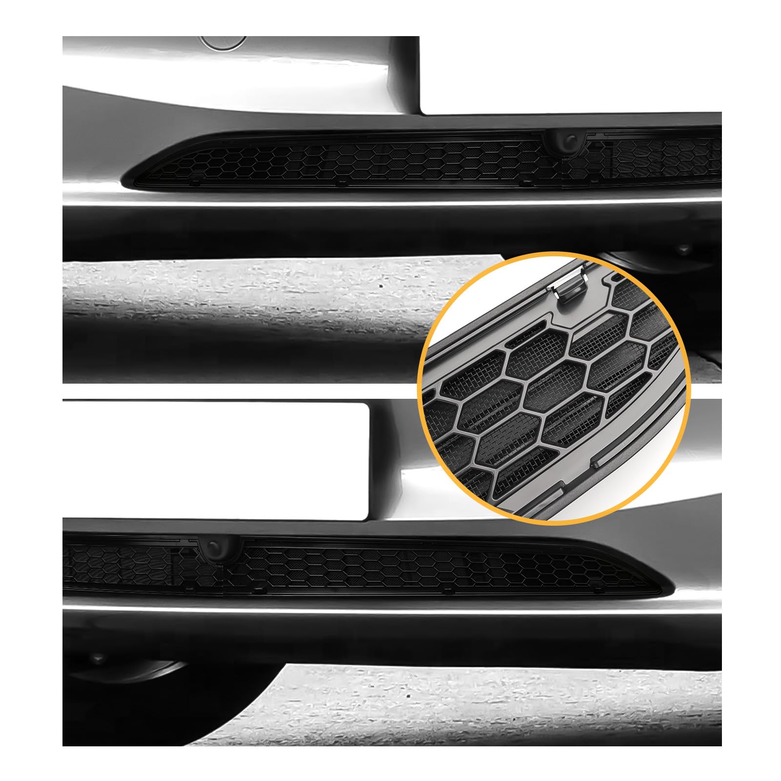 [2-Stück] YEE PIN Frontgrill Netzabdeckung für Tesla Model 3 Highland 2024 2025 2026, Insektenschutzgitter mit Kamera-Ausschnitt, Stoßstange Kühlergrill Schutzgitter für Model 3 2026 Zubehör